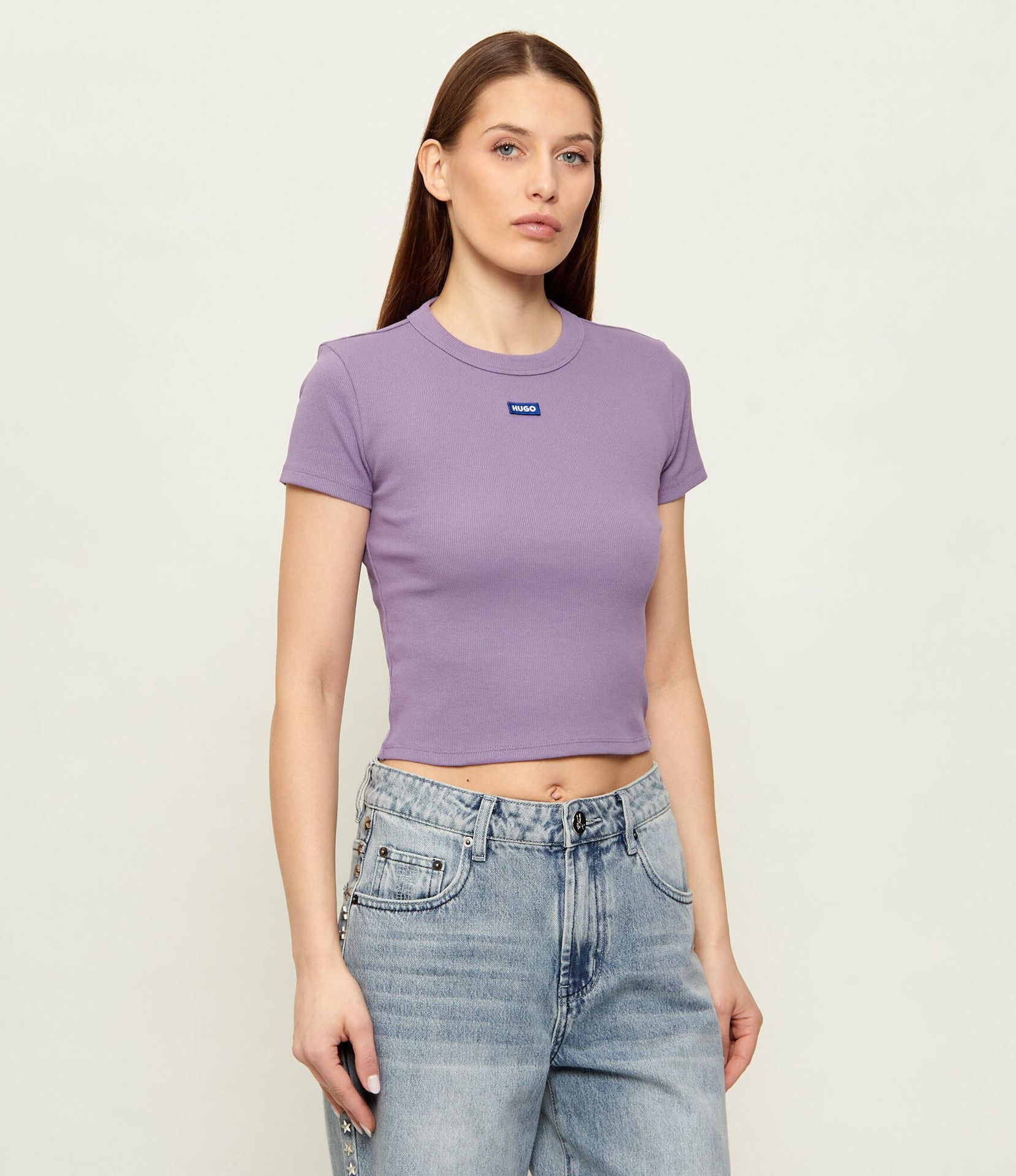 Hugo Blue T-shirt Baby Tee_B Cropped Fit