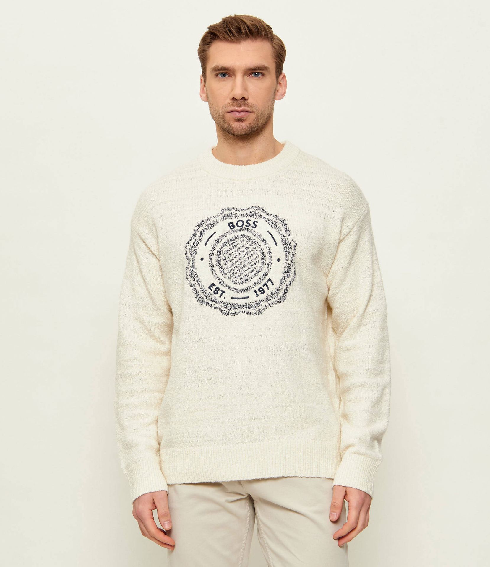 BOSS ORANGE Sweter Kerbert Relaxed fit z dodatkiem wełny