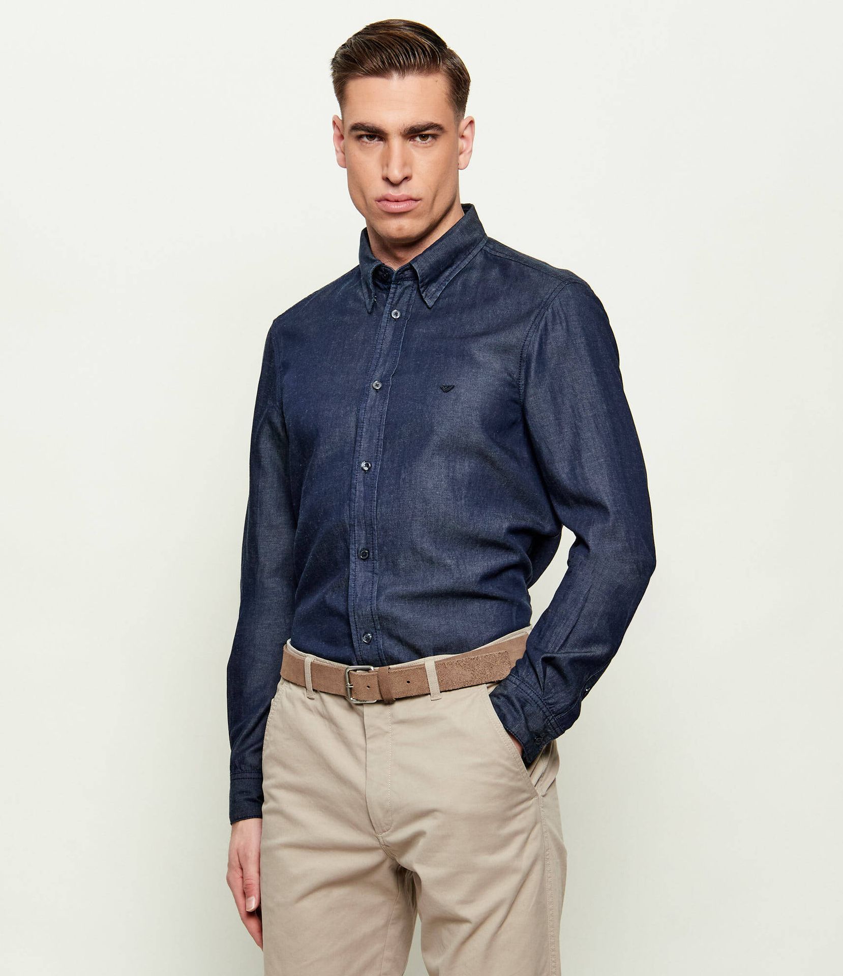 Emporio Armani Koszula Regular Fit z dodatkiem lnu