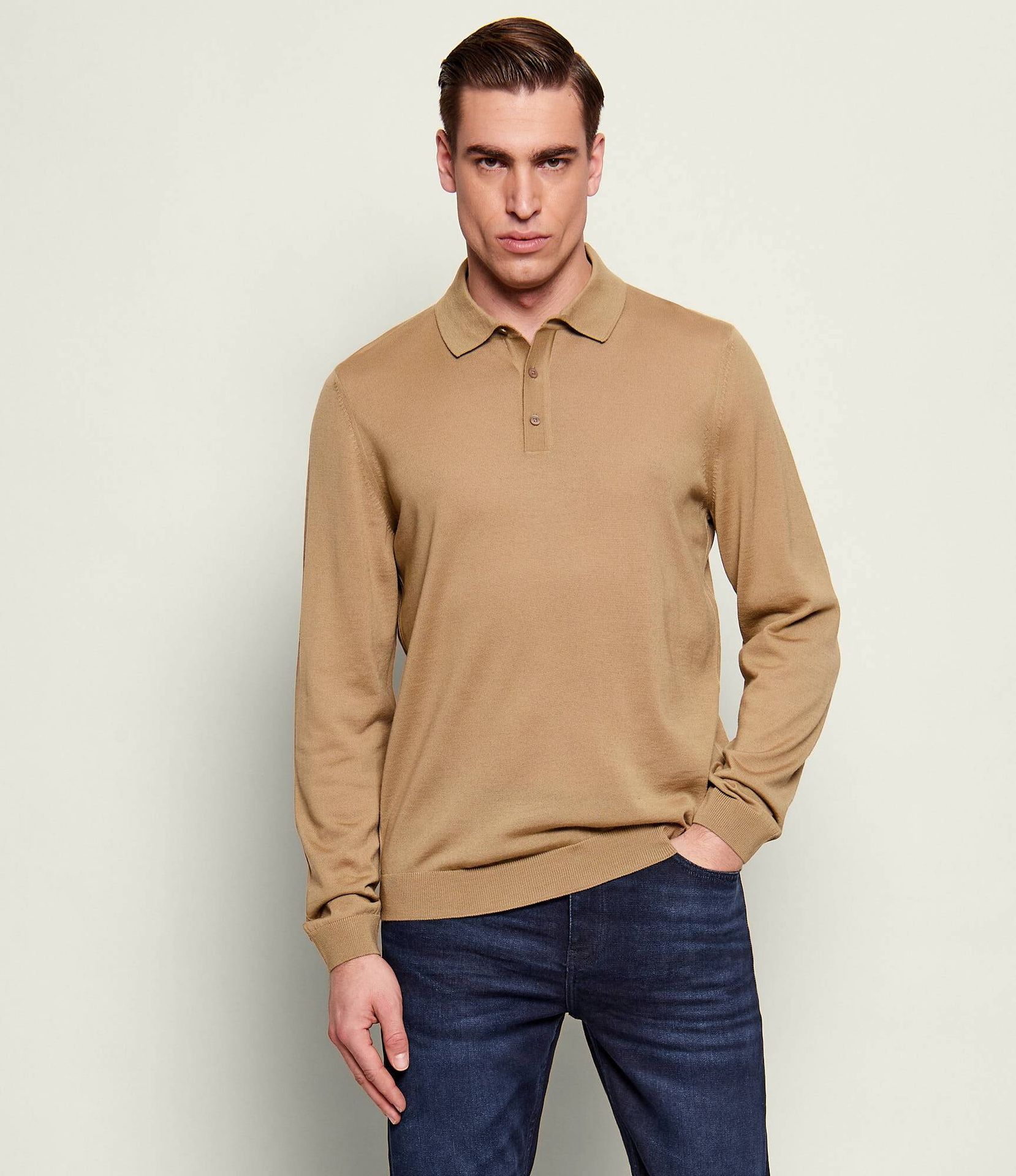 BOSS BLACK Wełniane polo Lancione Regular Fit
