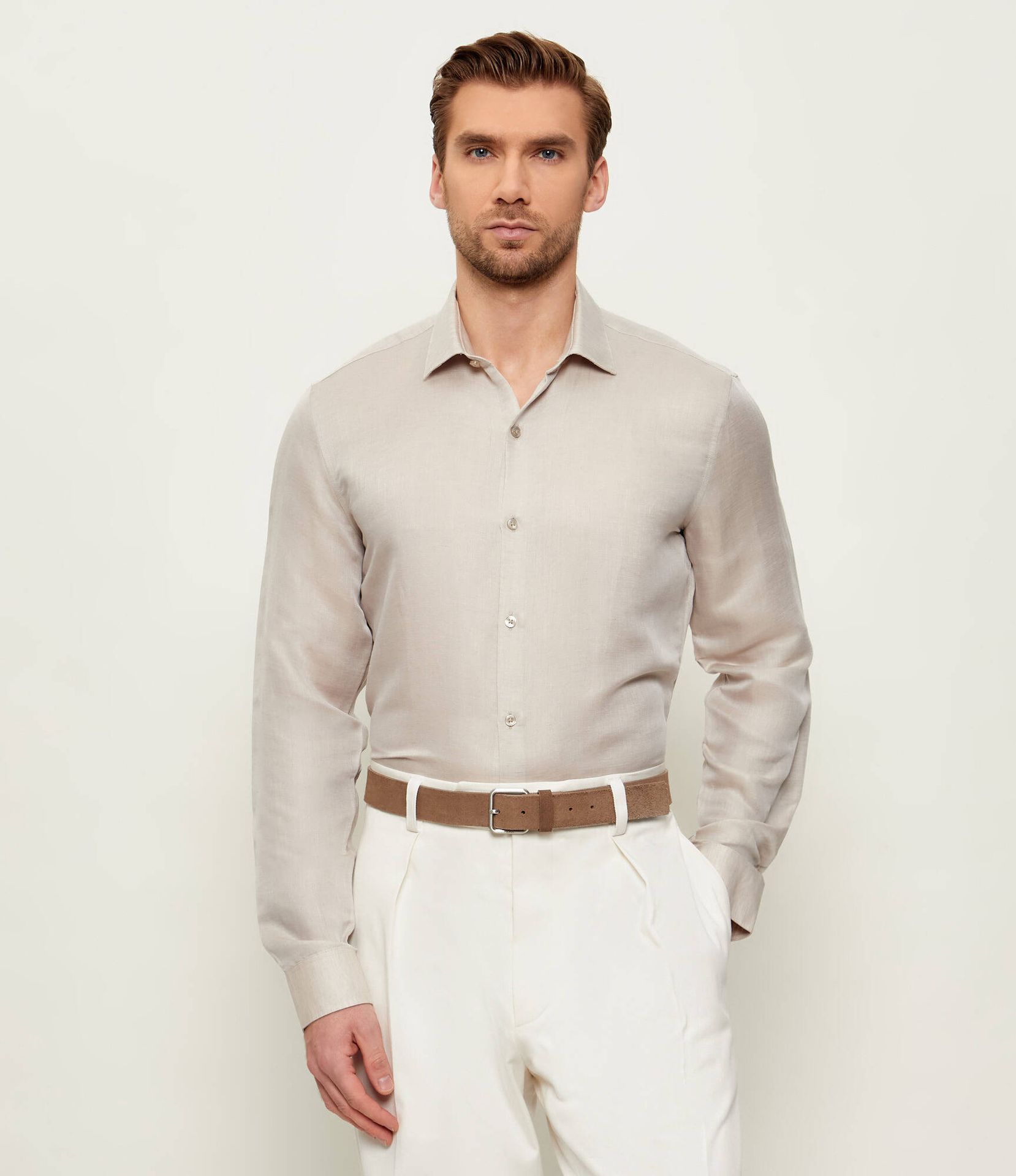 Calvin Klein Lniana koszula Slim Fit