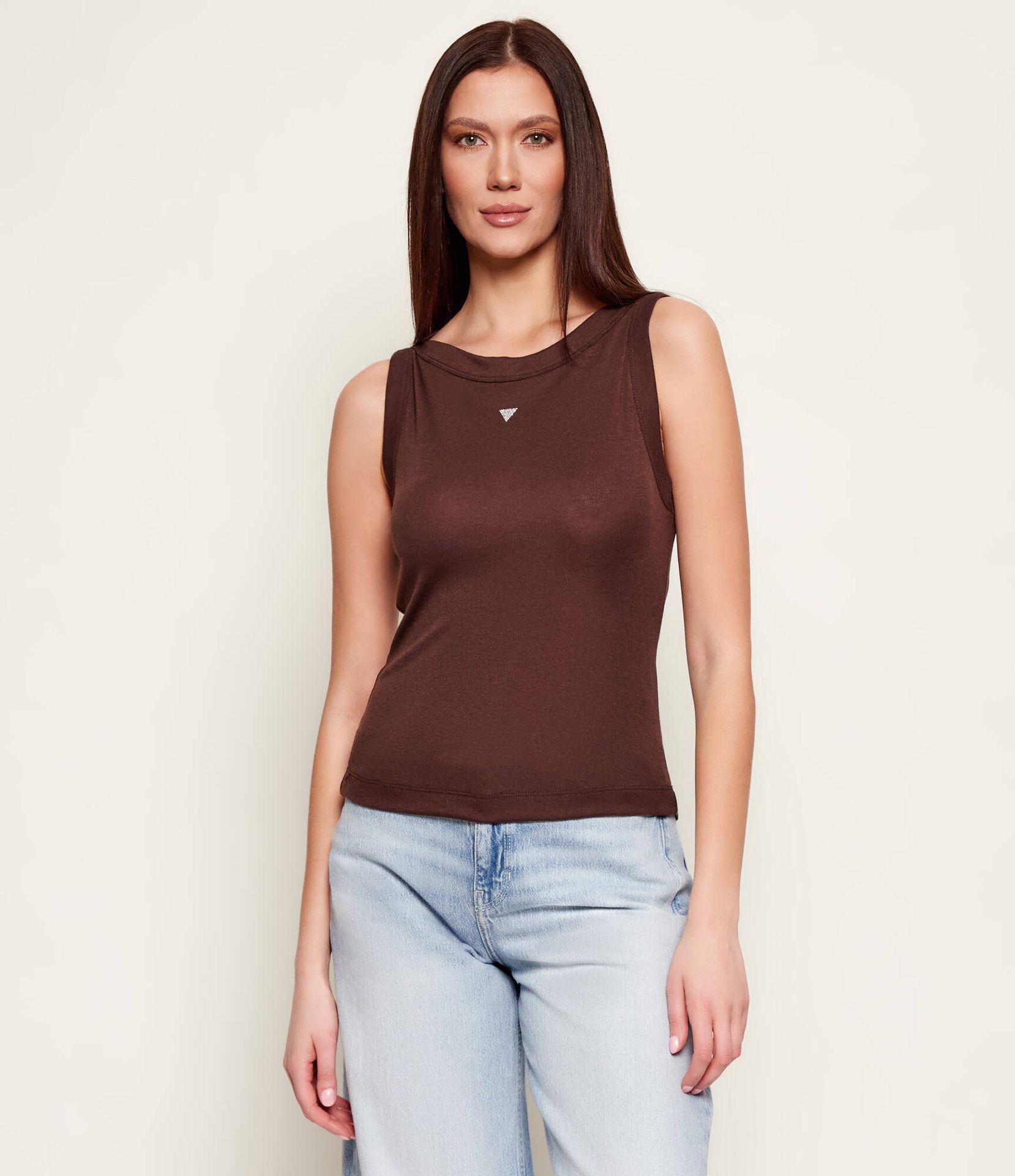 GUESS Top TINA Slim Fit z dodatkiem jedwabiu i wełny