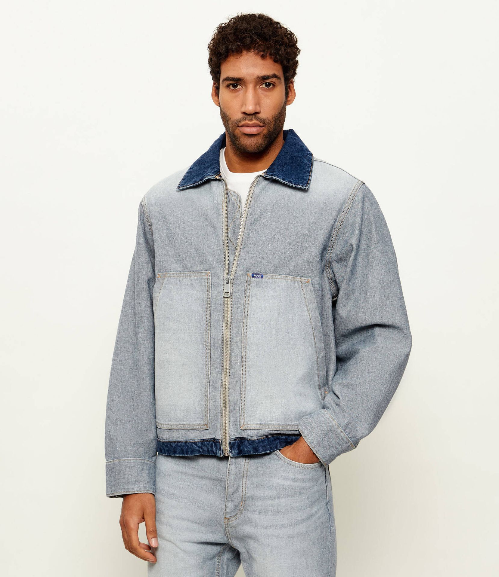 Hugo Blue Kurtka jeansowa Talian Regular Fit