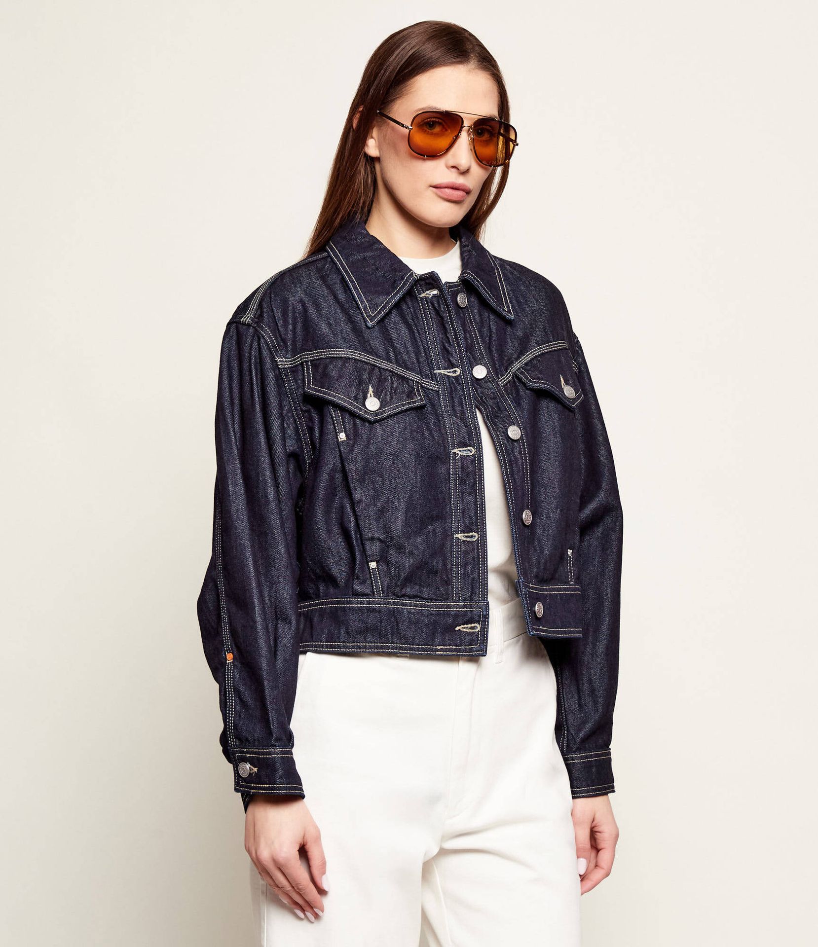 BOSS ORANGE Jeansowa kurtka C_TRUCKER 1.0 Cropped Fit