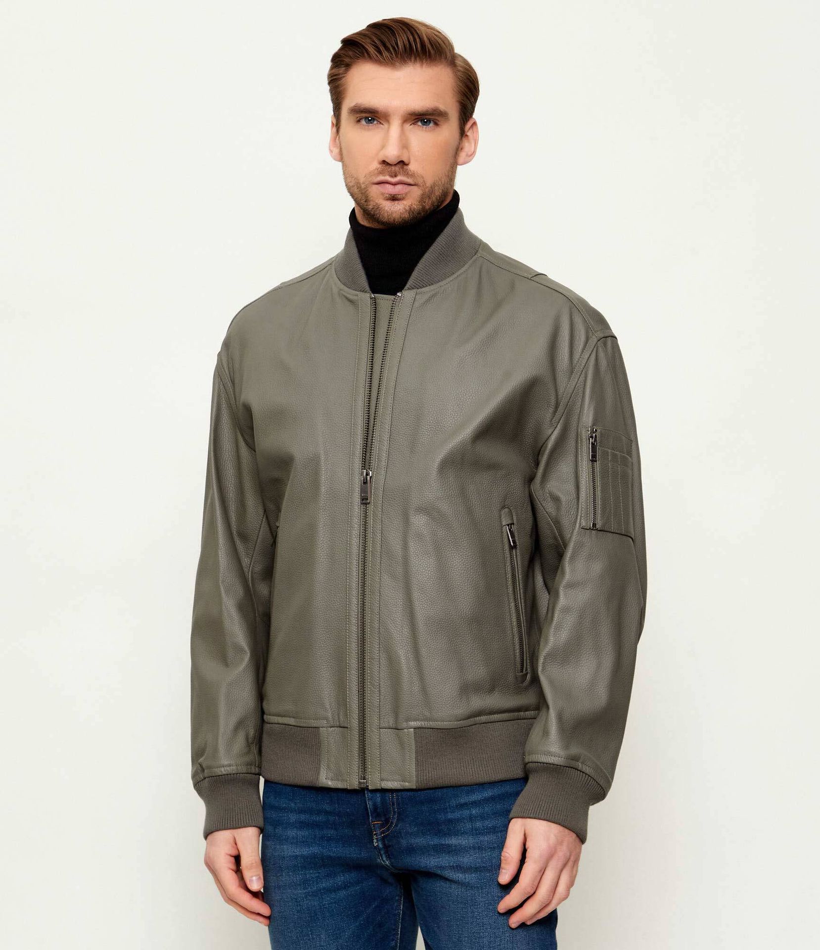 BOSS ORANGE Skórzana kurtka bomber Jakri Regular Fit