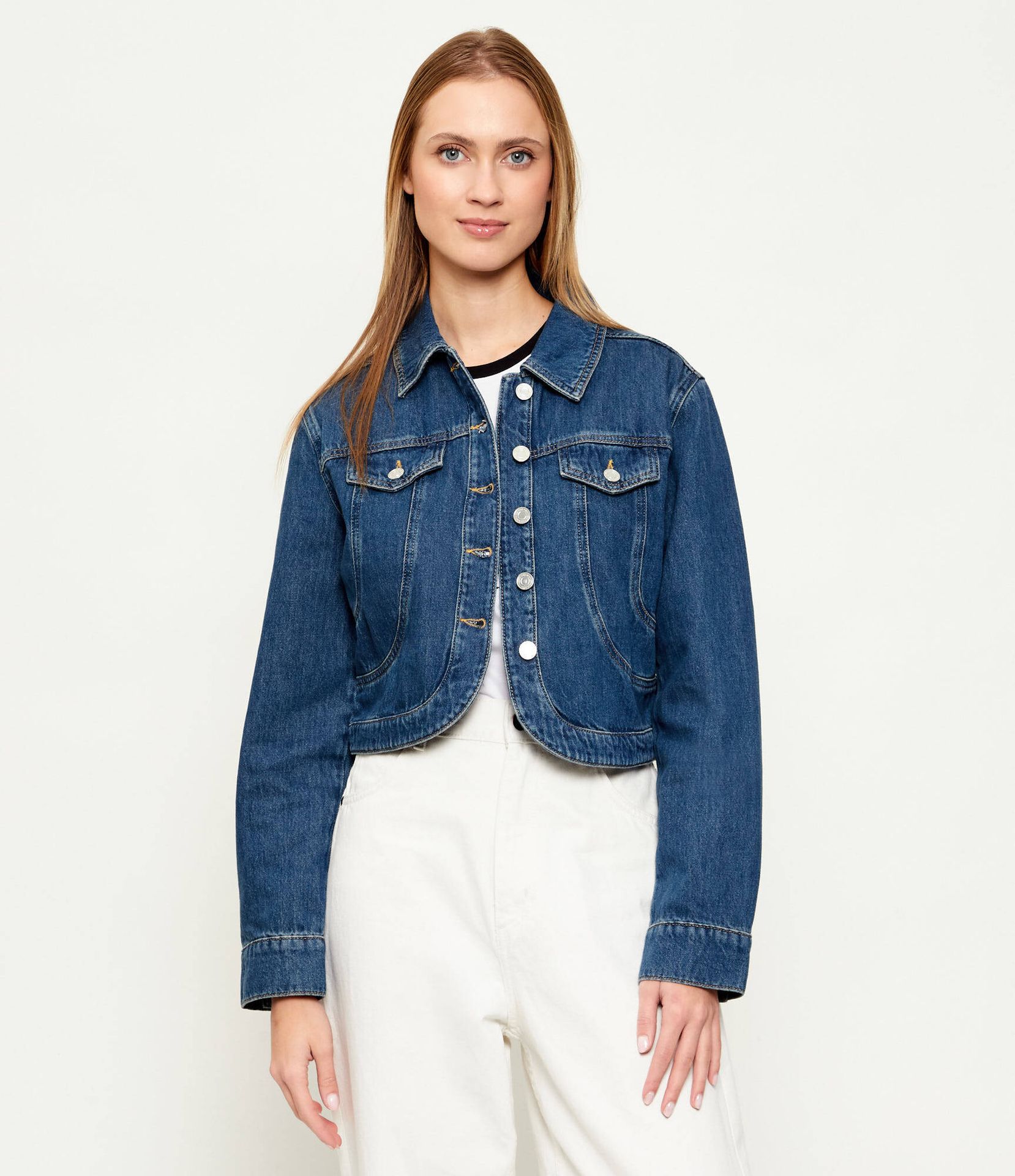 Karl Lagerfeld Kurtka jeansowa Fashion Cropped Fit