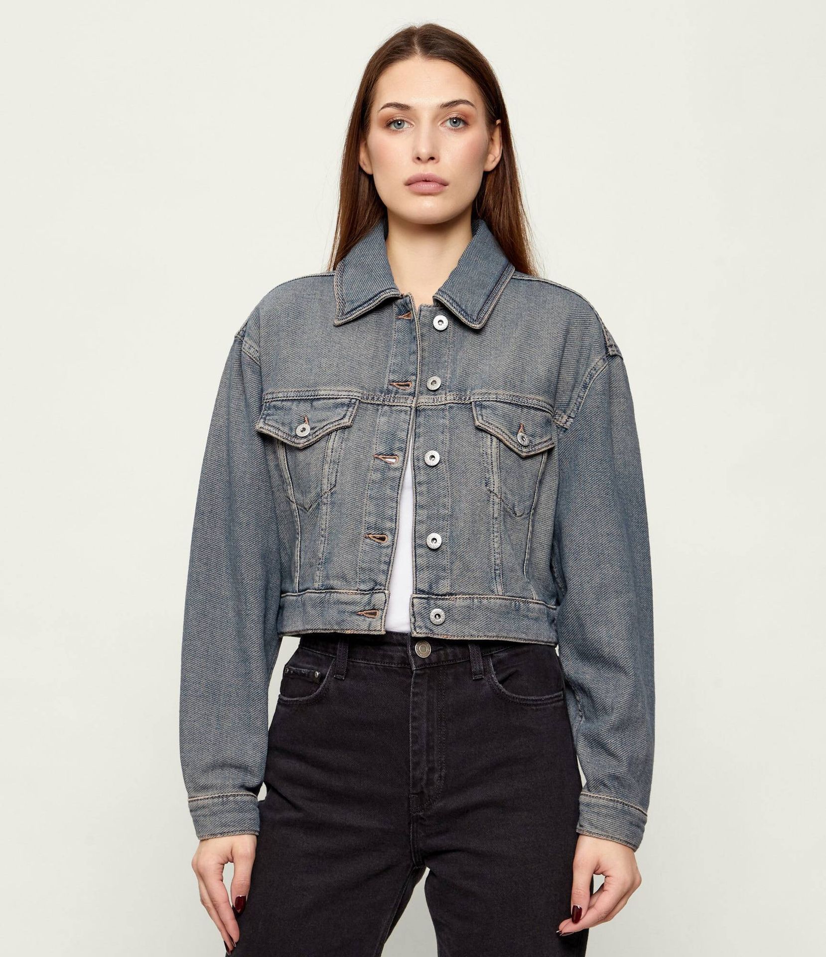 Hugo Blue Kurtka jeansowa Galatea_B Cropped Fit