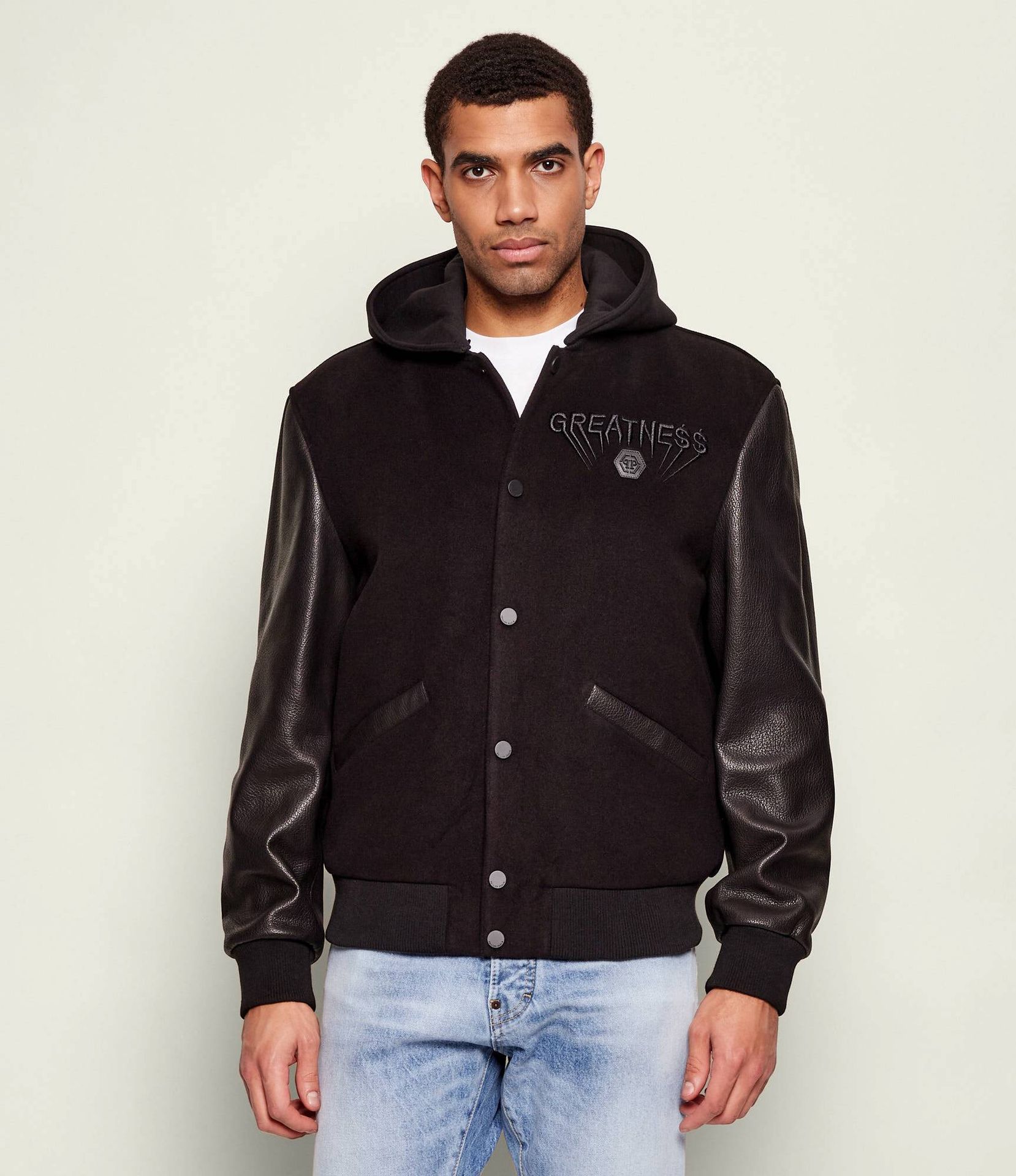 Philipp Plein Kurtka bomber Regular Fit z dodatkiem skóry