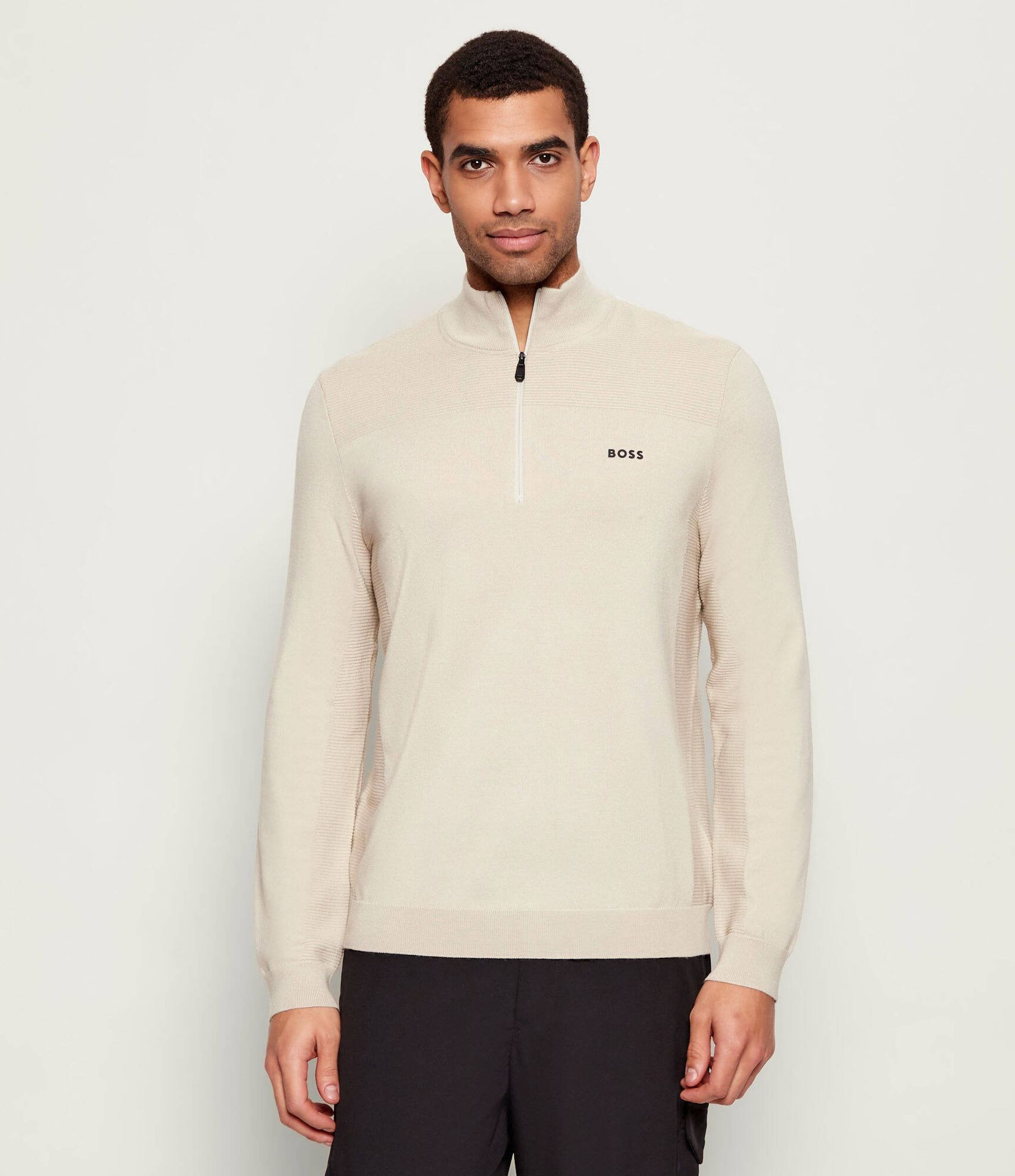 BOSS GREEN Sweter KN_Momentum-X QZ Regular Fit z dodatkiem wełny