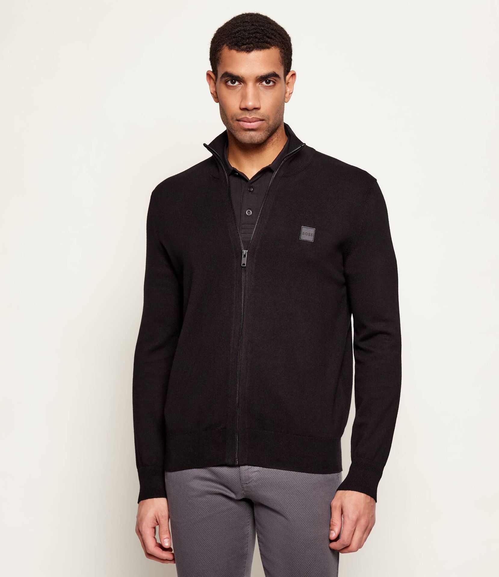BOSS ORANGE Sweter Kanozip_S Regular Fit z dodatkiem kaszmiru