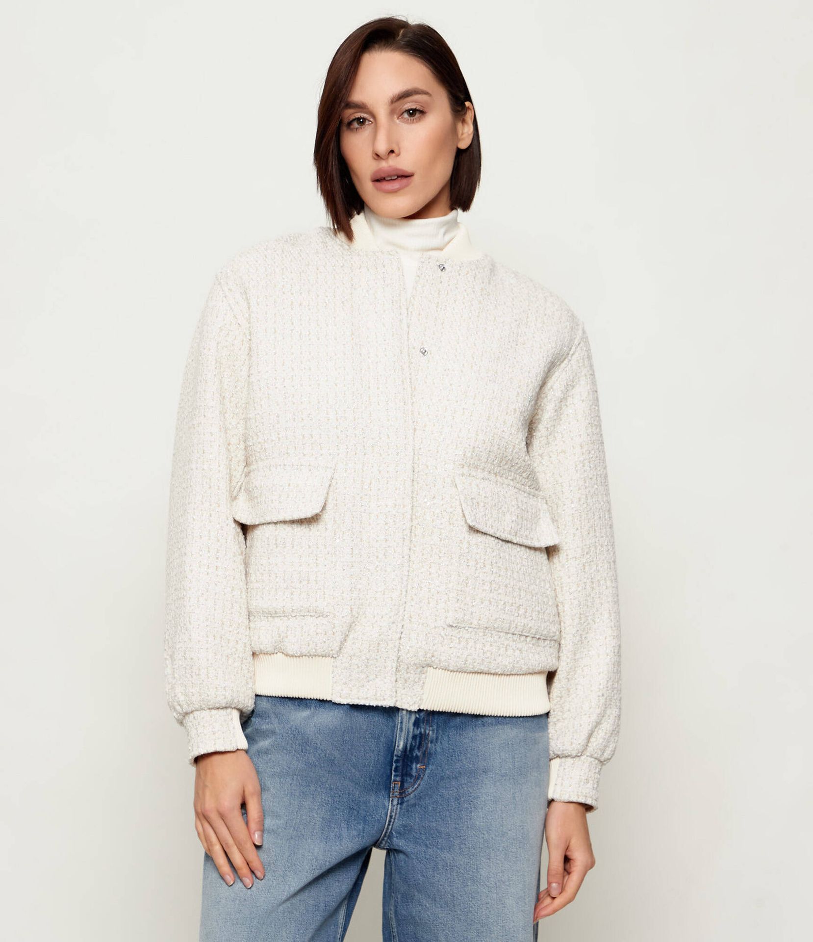 GUESS Kurtka bomber PERINNE TWEED Regular Fit