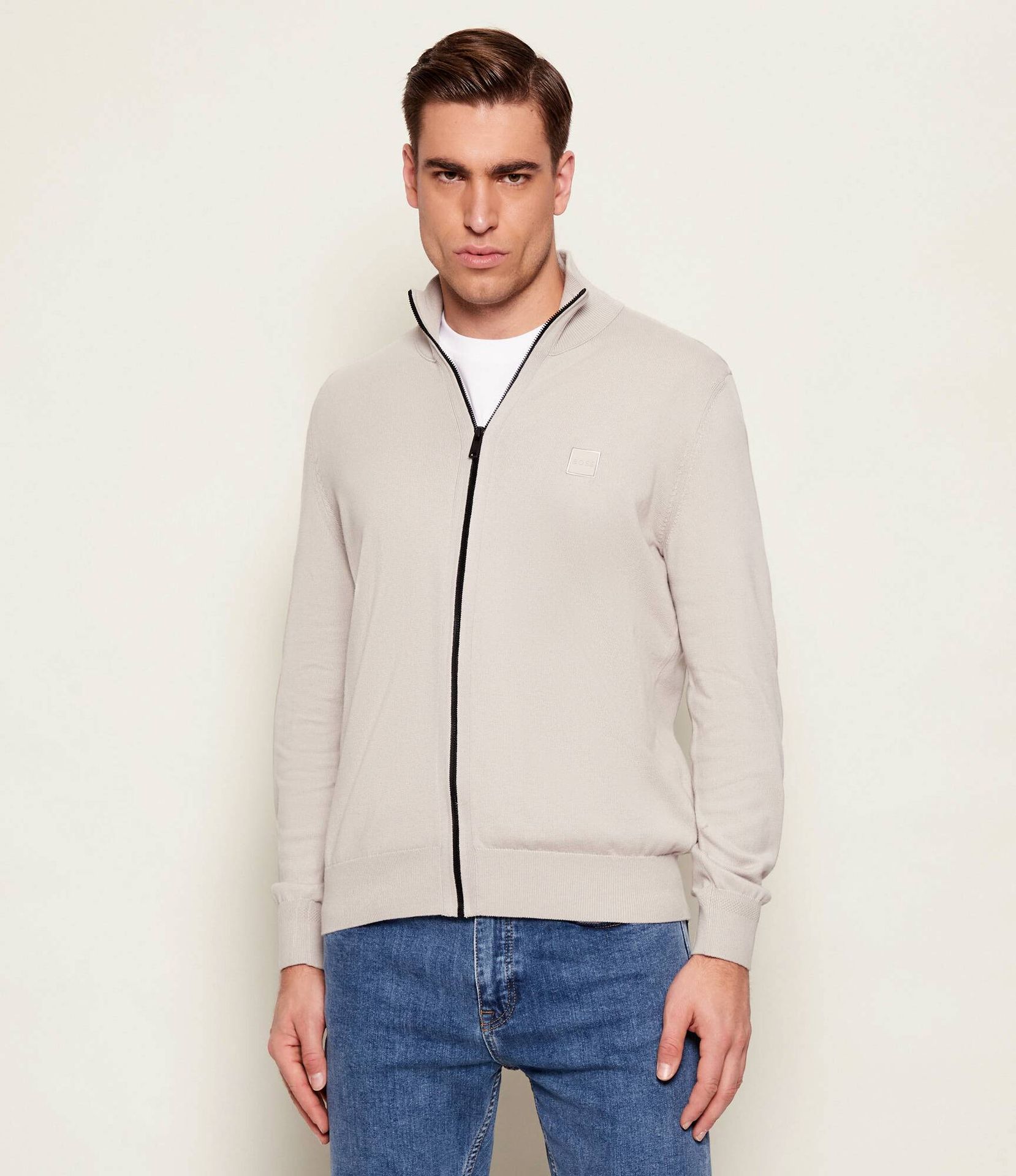 BOSS ORANGE Sweter Kanozip_S Regular Fit z dodatkiem kaszmiru