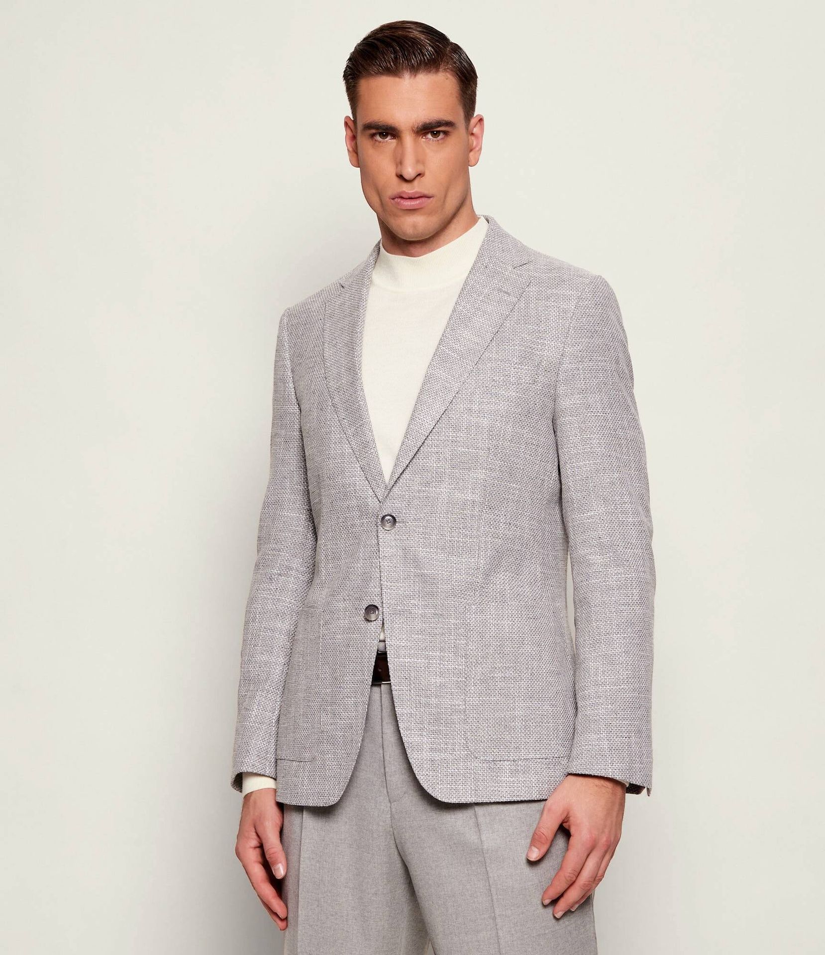BOSS BLACK Marynarka H-Hutson-2PP-253 Regular Fit z dodatkiem lnu