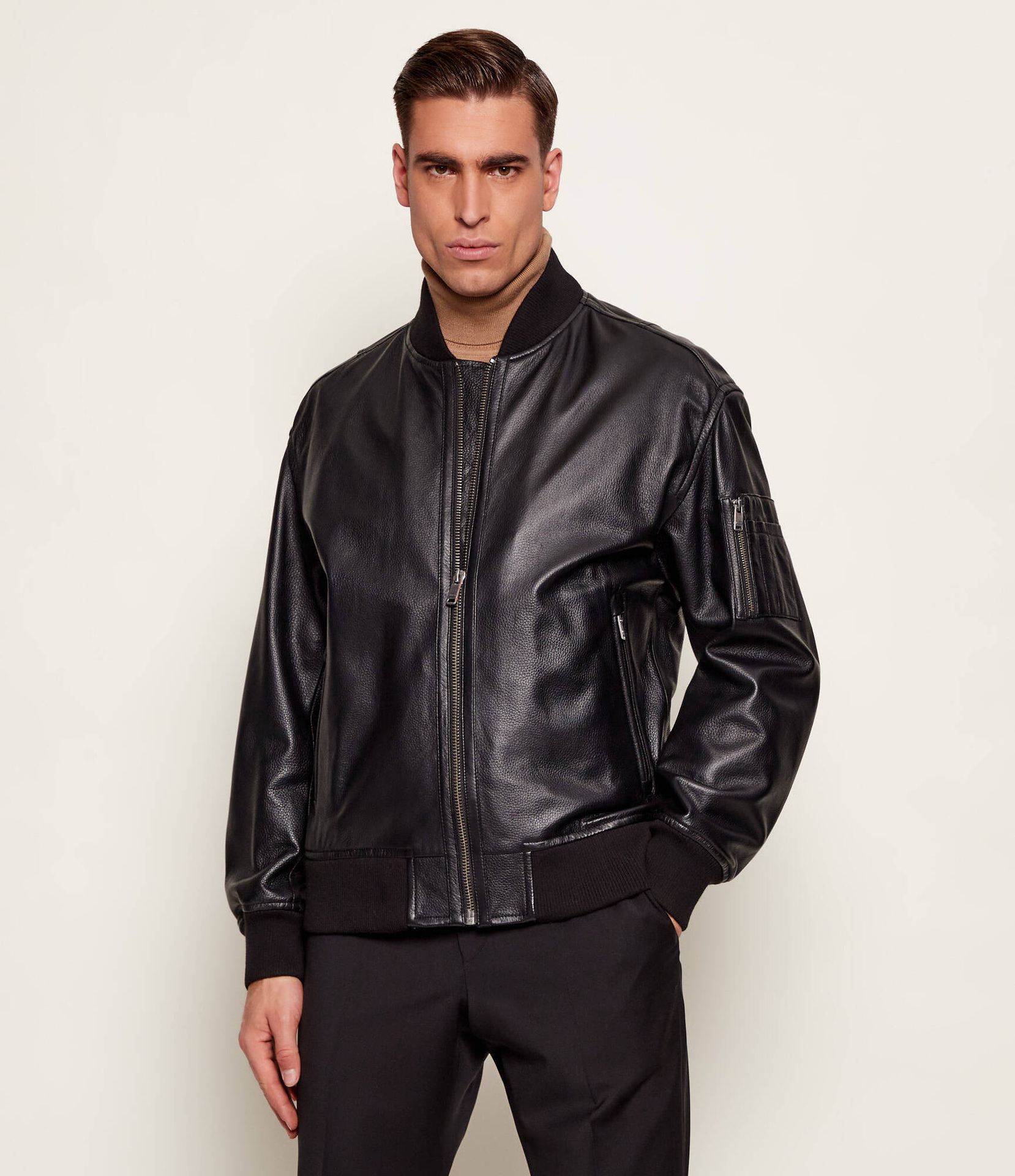 BOSS ORANGE Skórzana kurtka bomber Jakri Regular Fit