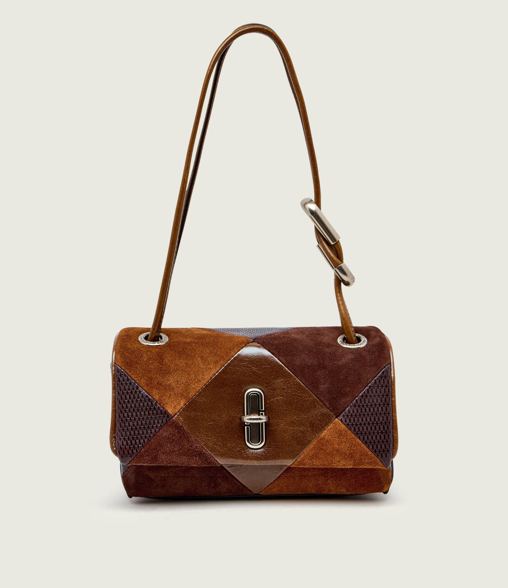 Marc Jacobs Skórzana torebka na ramię The Suede Patchwork Mini Dual zamsz