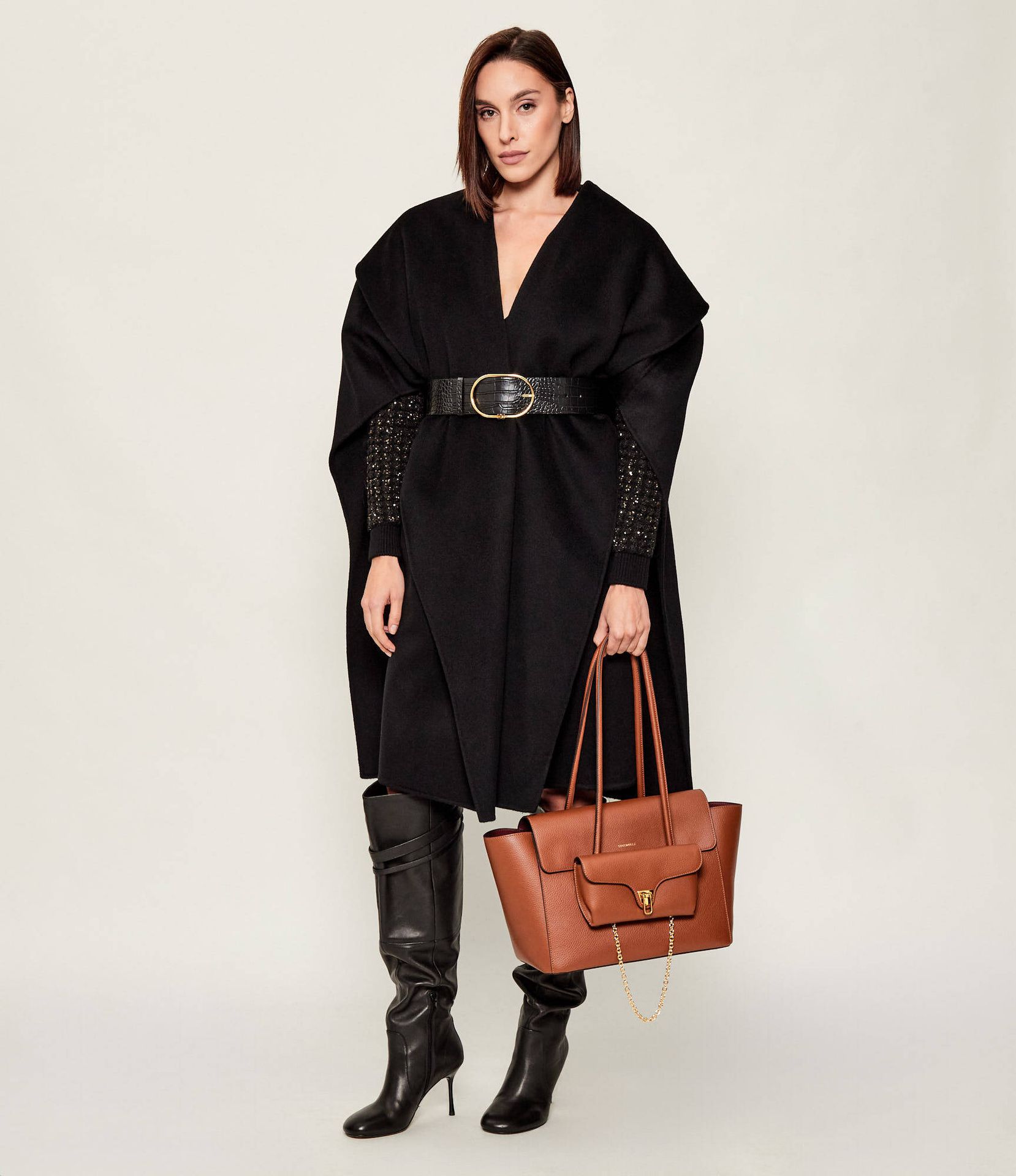 Elisabetta Franchi Wełniane ponczo Oversize fit