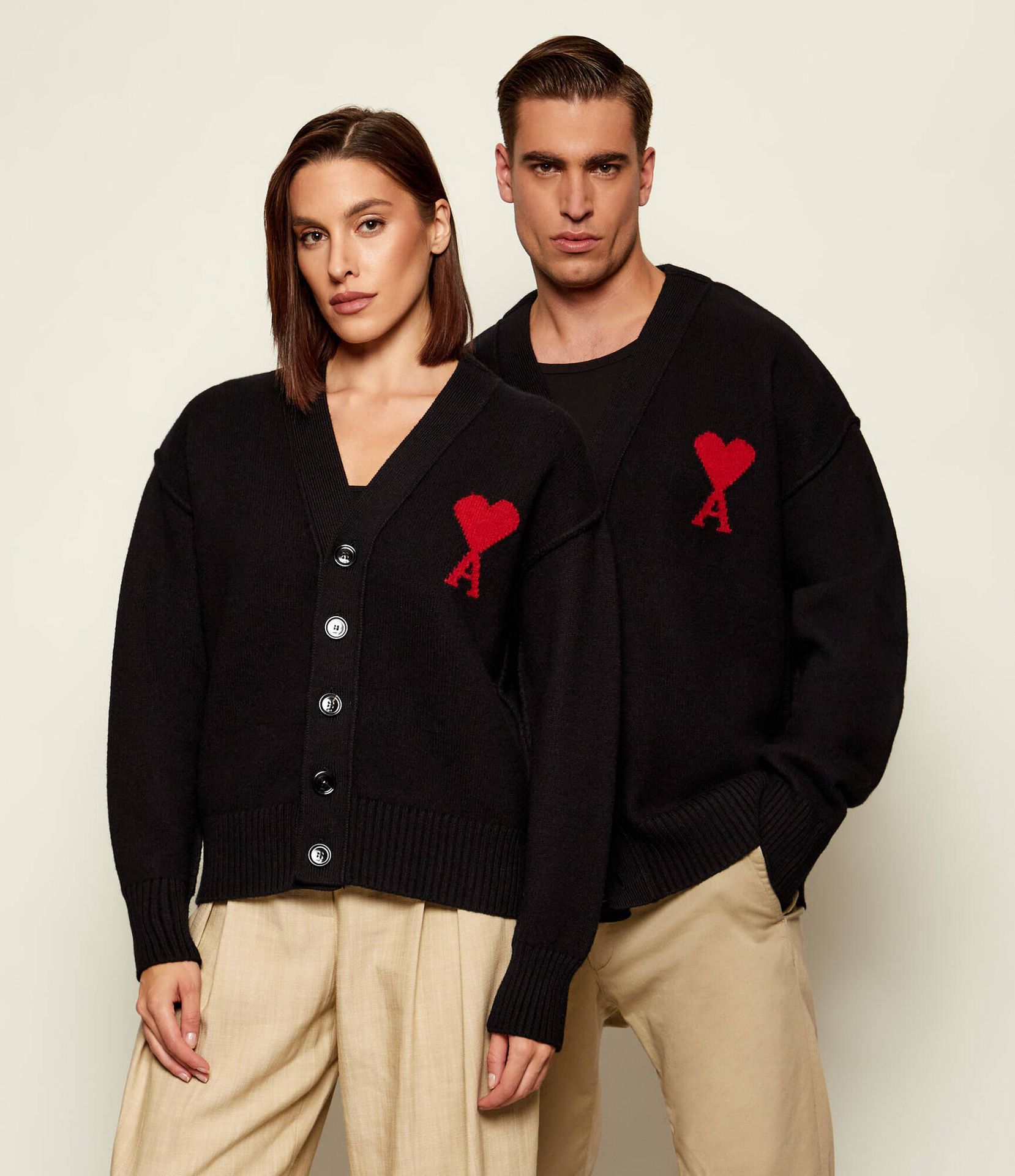 AMI Paris Wełniany kardigan Regular Fit