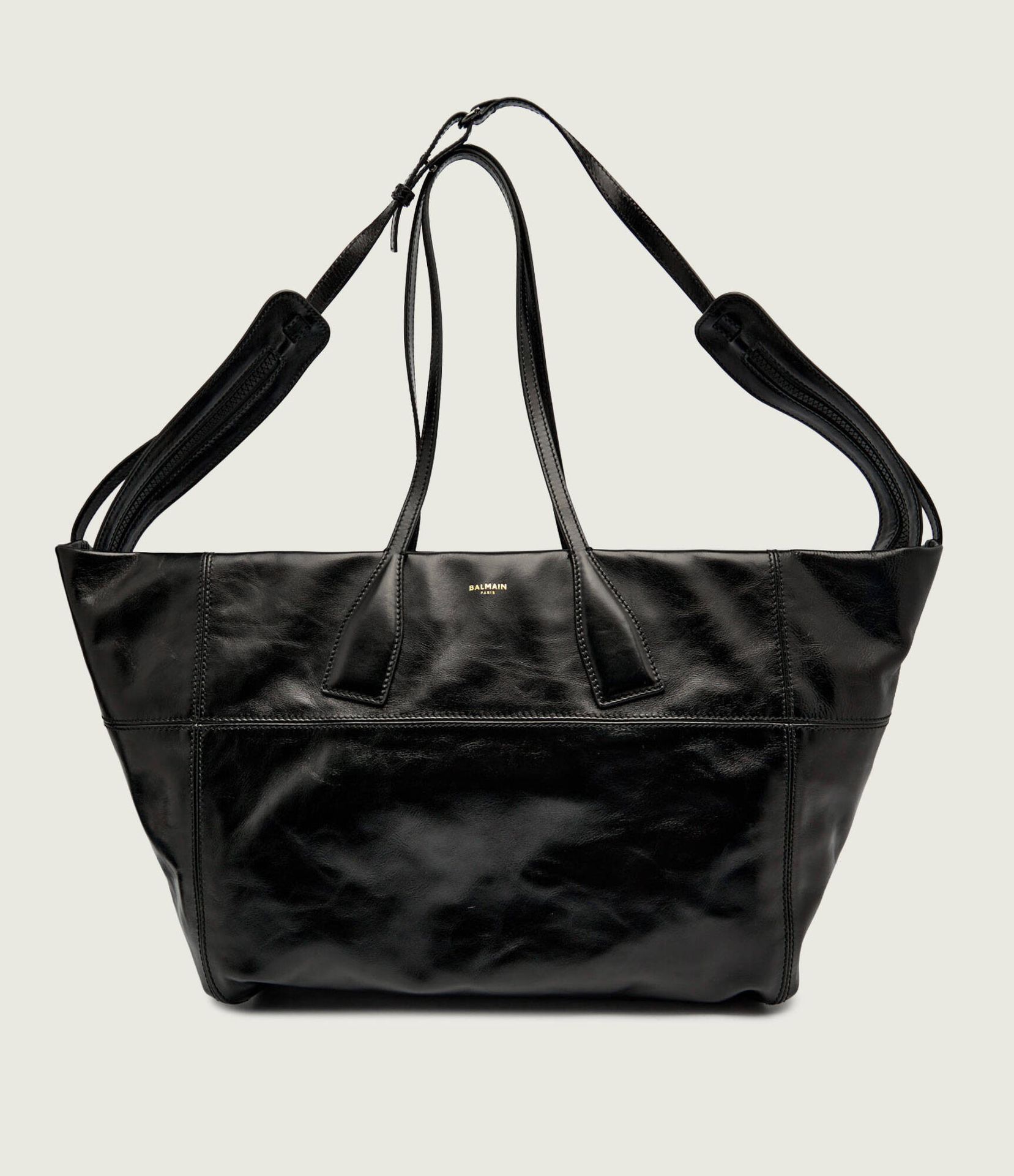 Balmain Skórzana shopperka TRACK ZIP