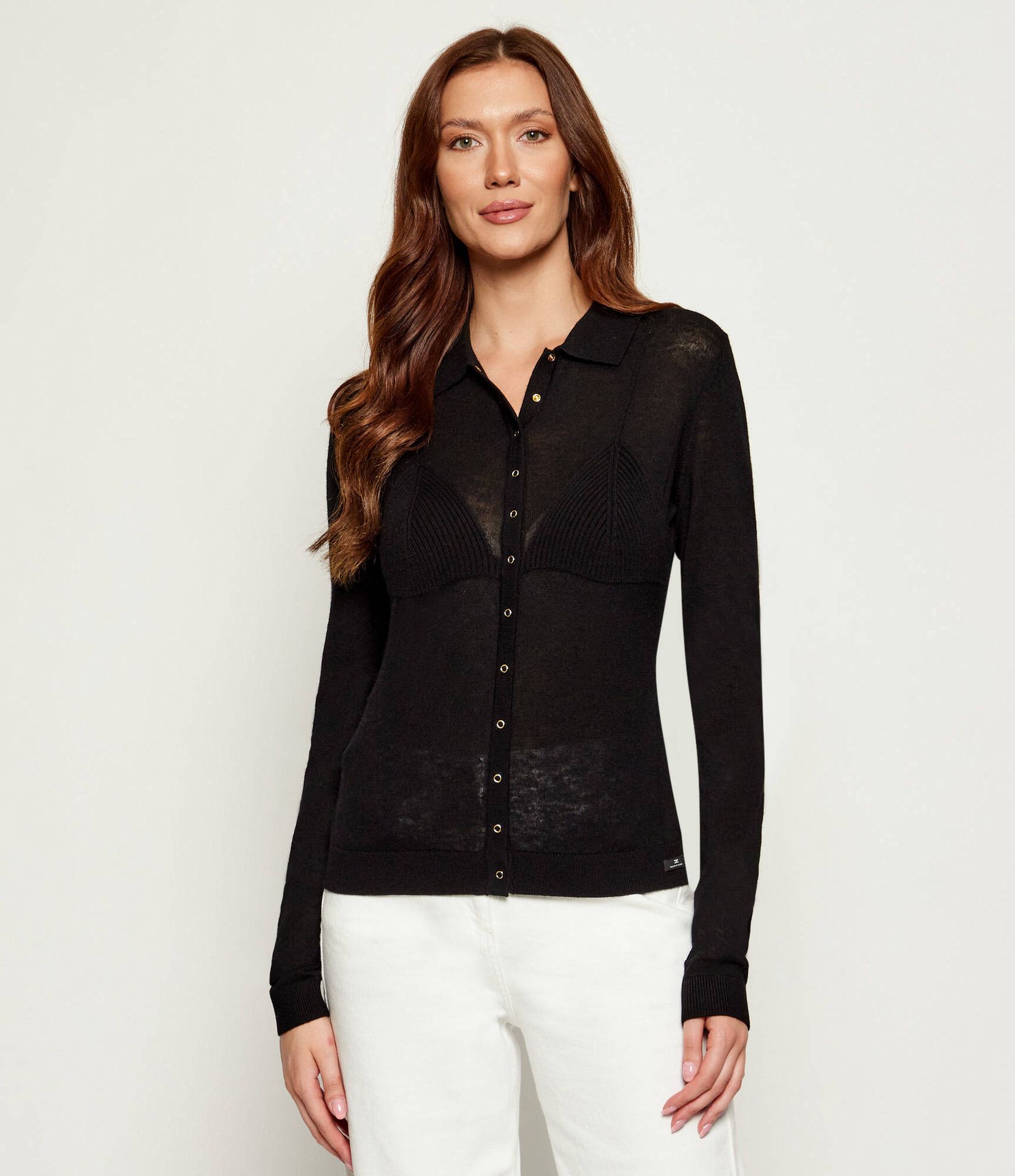 Elisabetta Franchi Wełniany kardigan Slim Fit