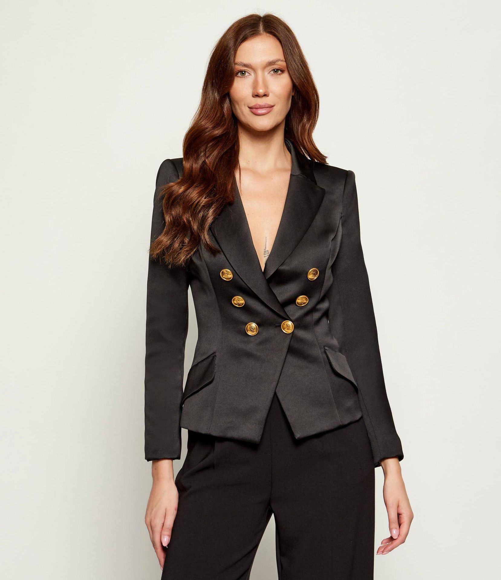 Elisabetta Franchi Satynowy żakiet Slim Fit