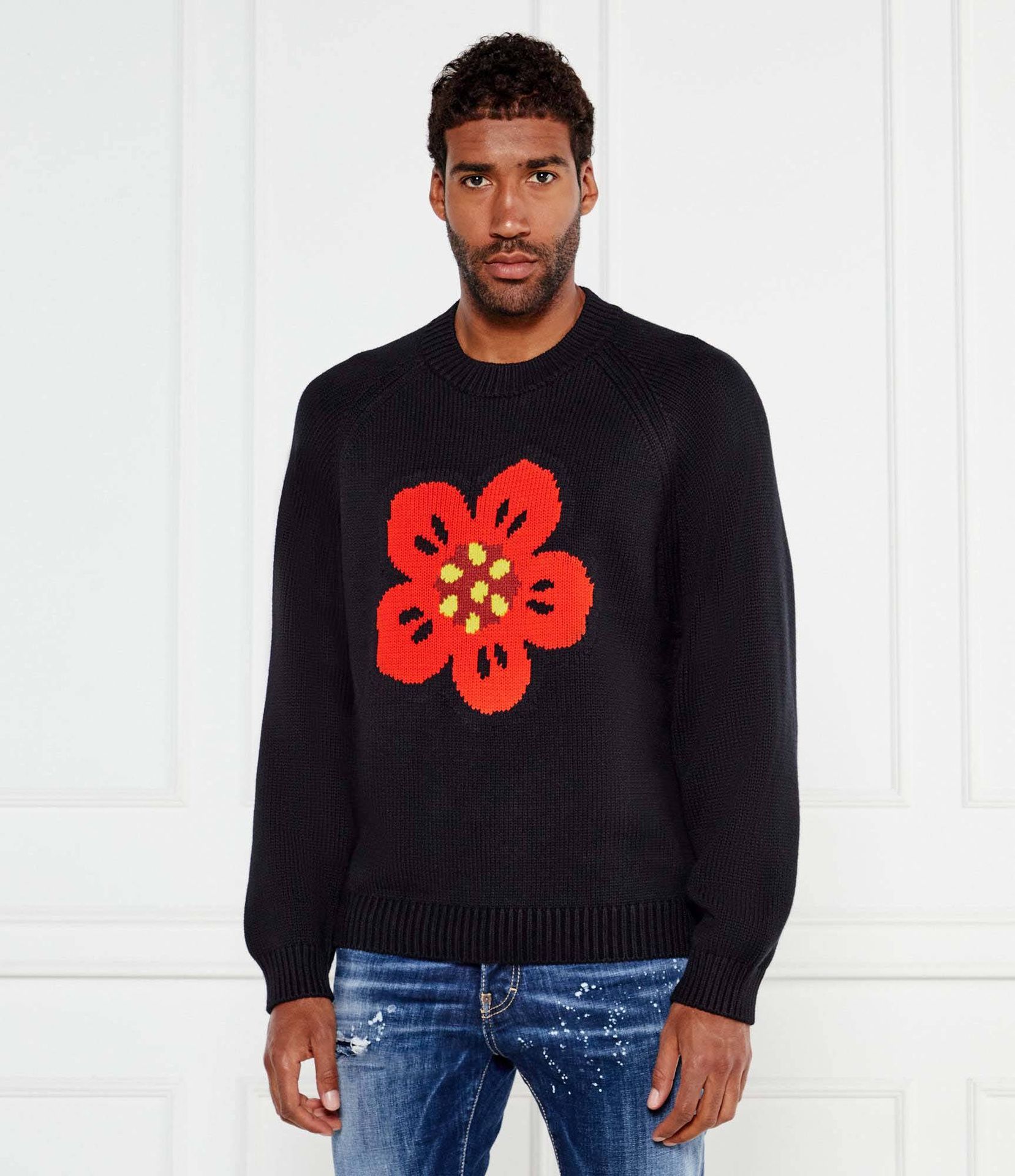 Kenzo Sweter BOKE FLOWER Relaxed fit z dodatkiem wełny