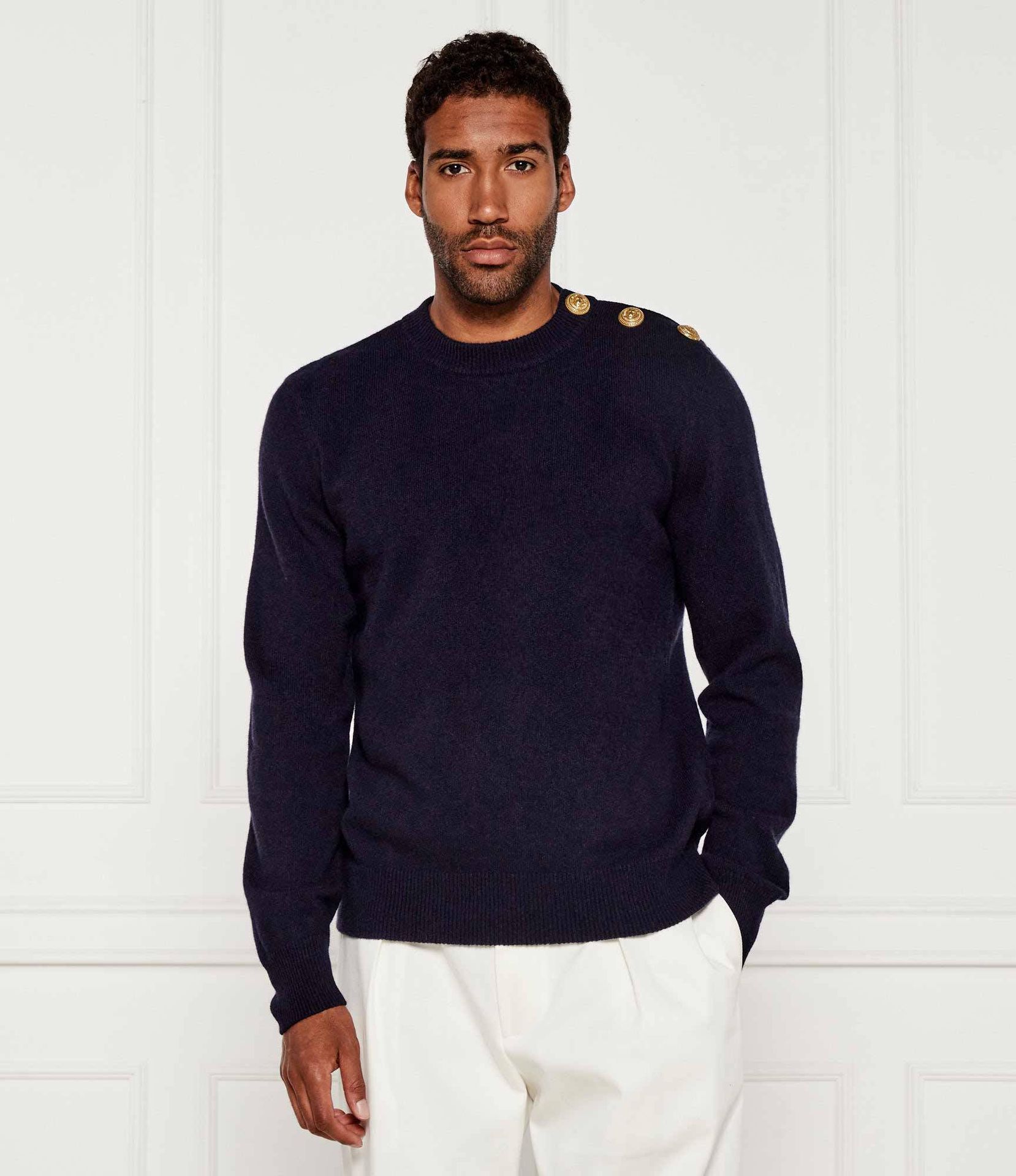 Balmain Wełniany sweter Regular Fit z dodatkiem kaszmiru