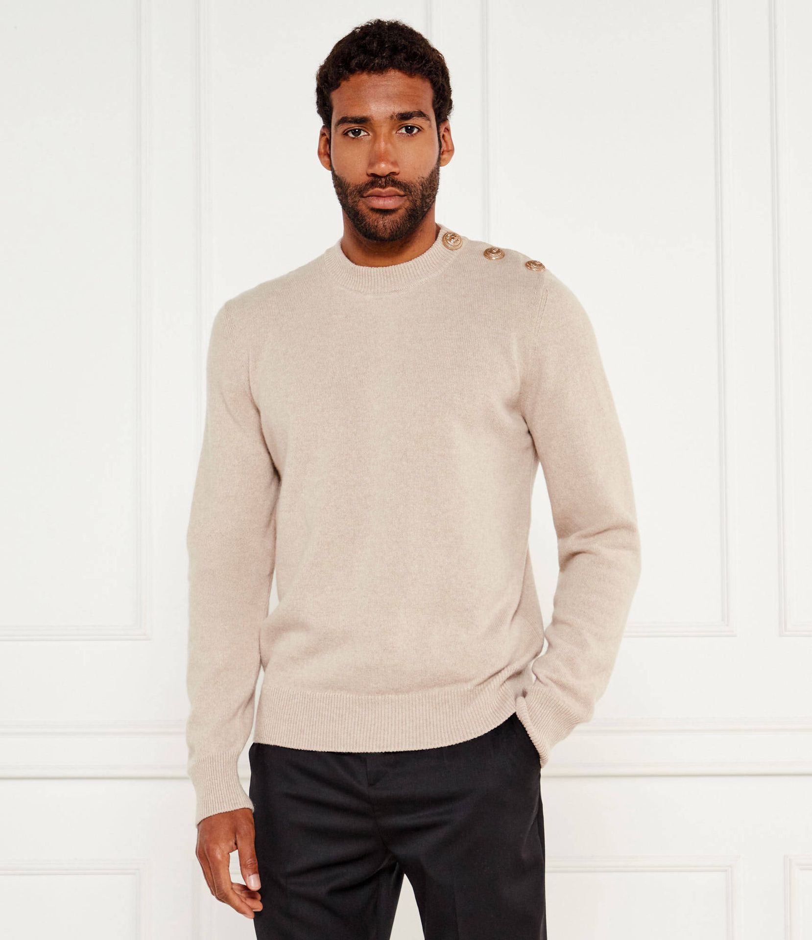 Balmain Wełniany sweter Regular Fit z dodatkiem kaszmiru
