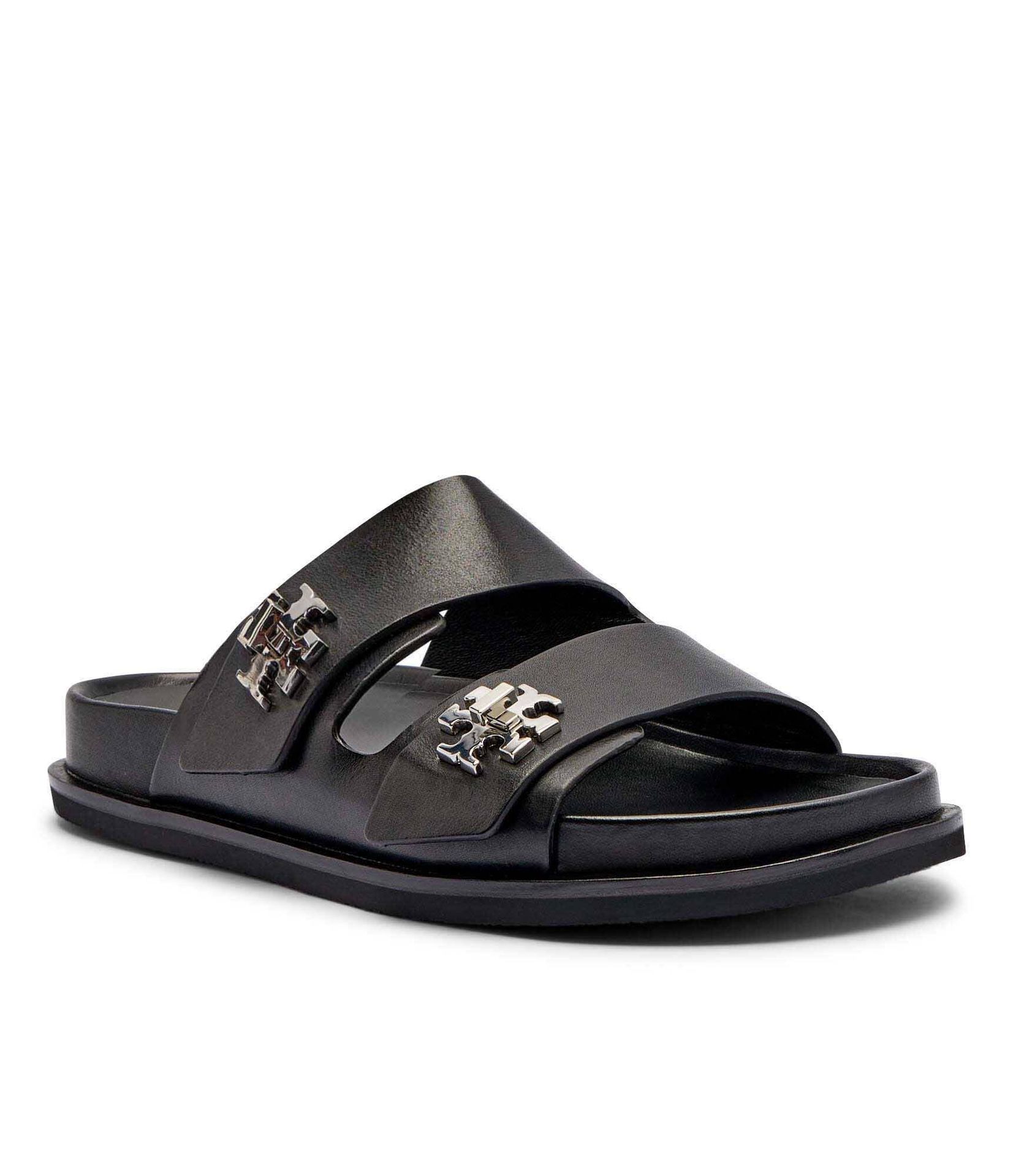 TORY BURCH Skórzane klapki TURNLOCK SPORT SLIDE