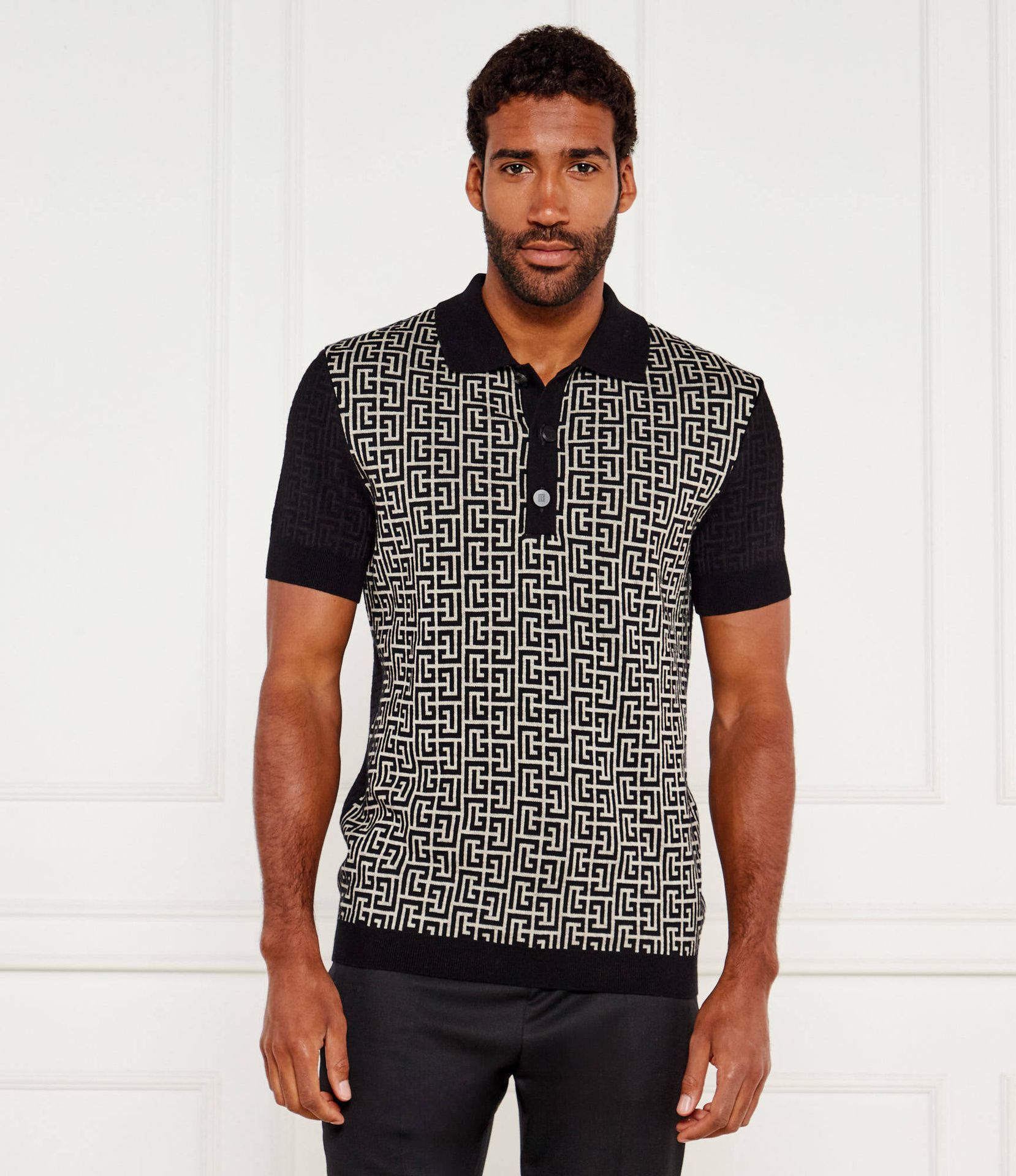 Balmain Wełniane polo Slim Fit z dodatkiem lnu