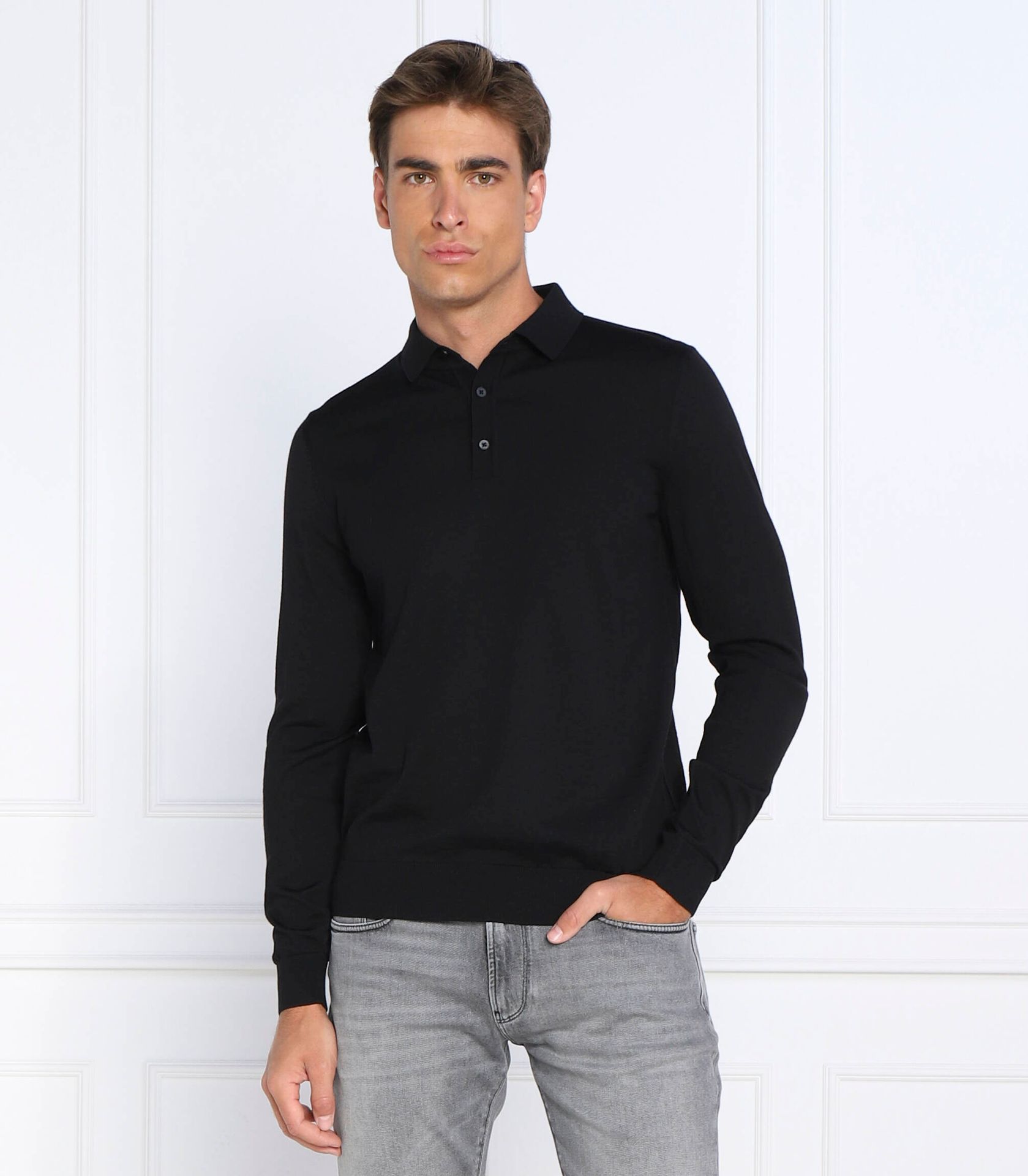 BOSS BLACK Wełniane polo Lancione Regular Fit