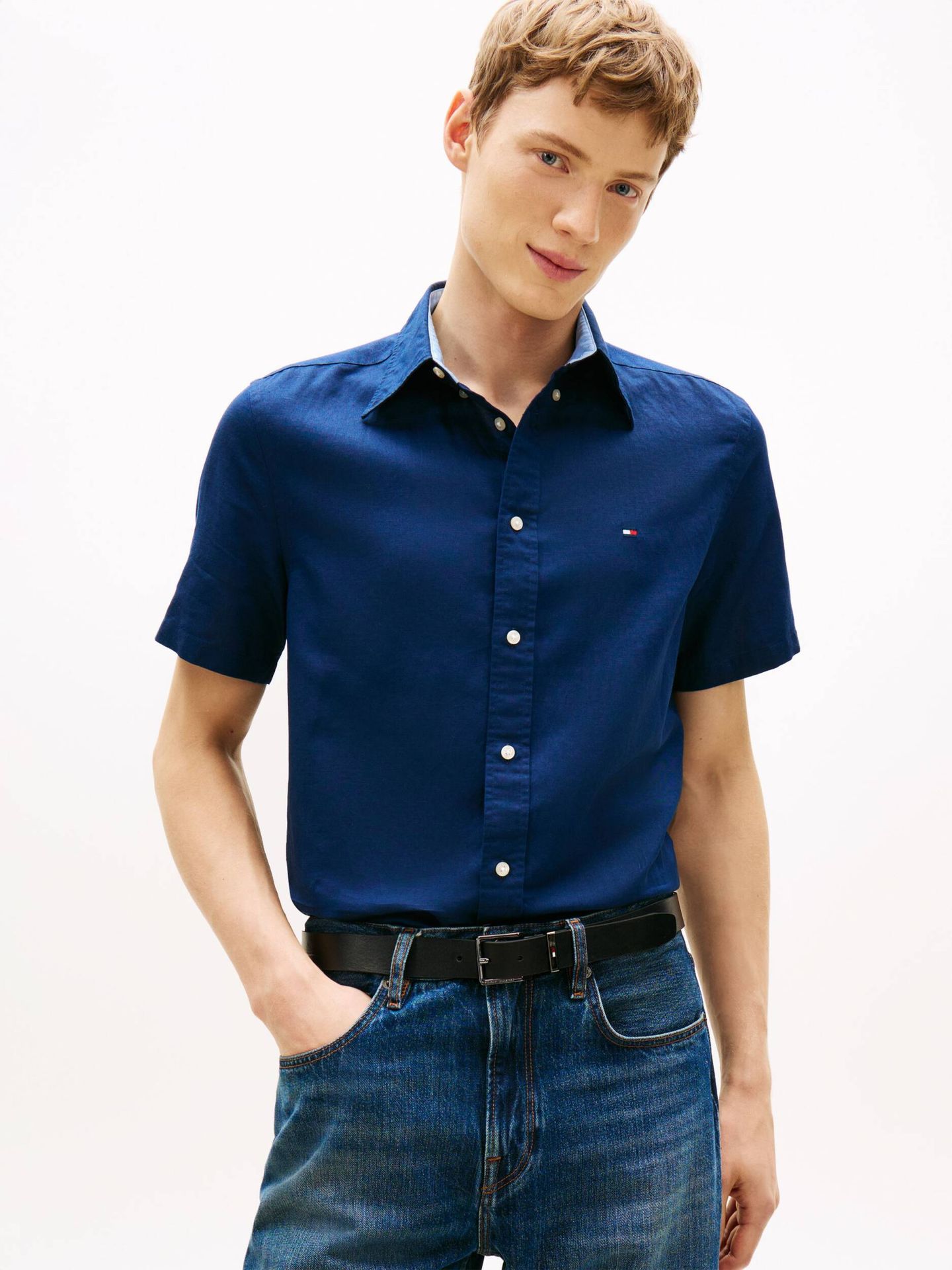 Tommy Hilfiger Koszula Regular Fit z dodatkiem lnu