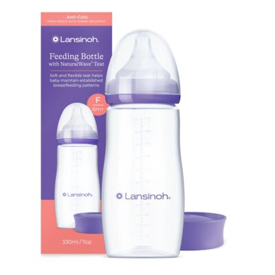 Butelka LANSINOH Natural Wave Teat 330 ml Przezroczysto-fioletowy