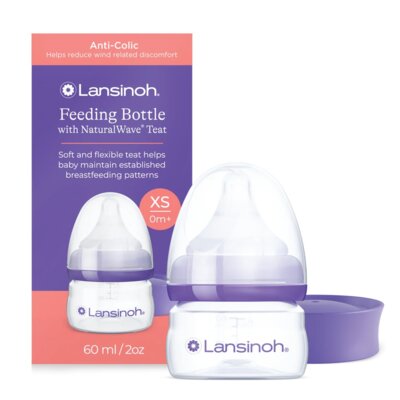 Butelka LANSINOH Natural Wave Teat 60 ml Przezroczysto-fioletowy