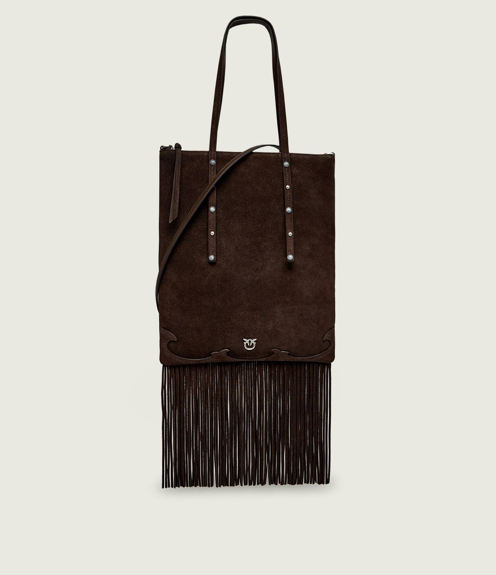 Pinko Torebka na ramię MINI SHOPPER FRINGES zamsz