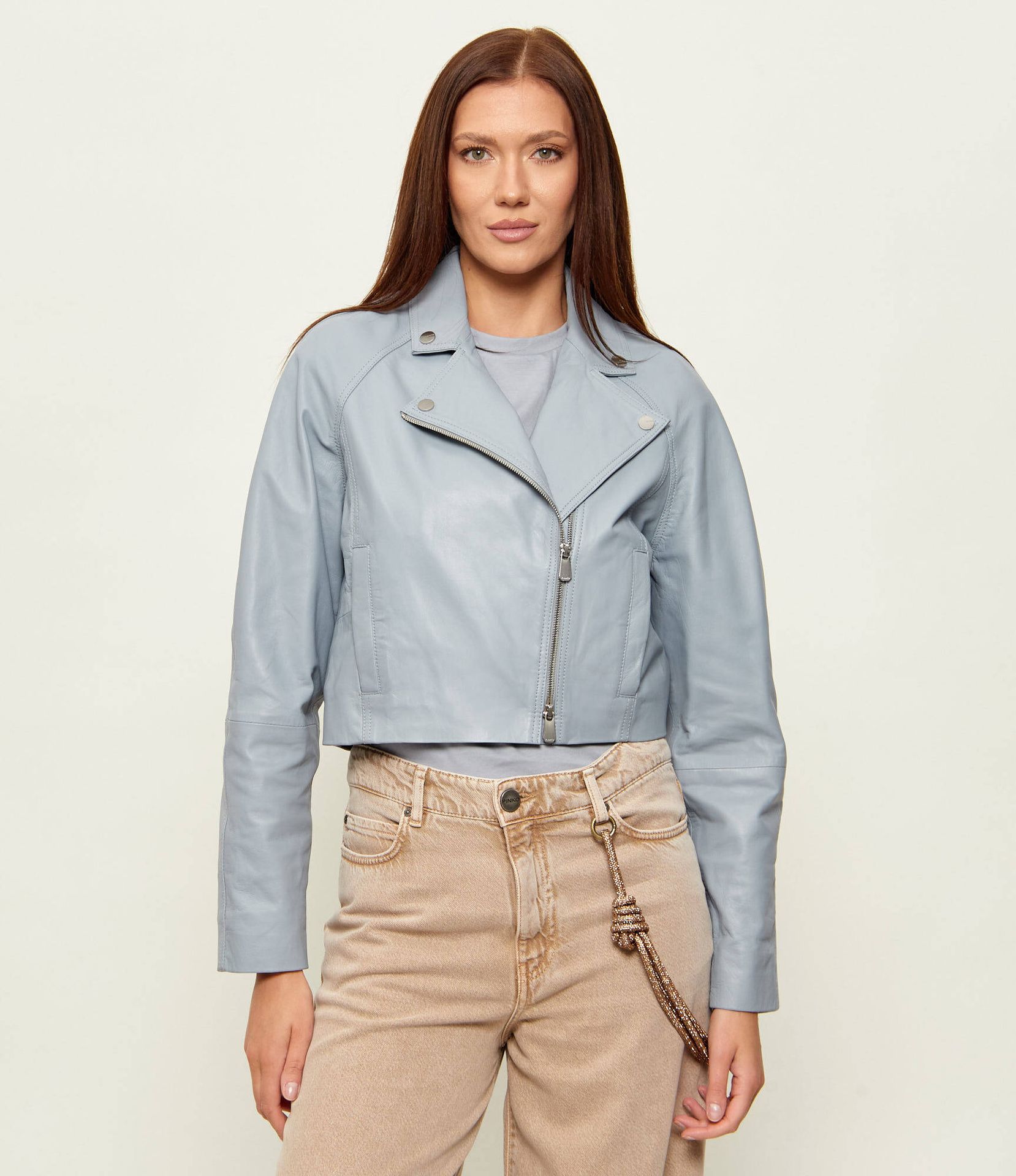 Pinko Skórzana ramoneska CARLENE Cropped Fit
