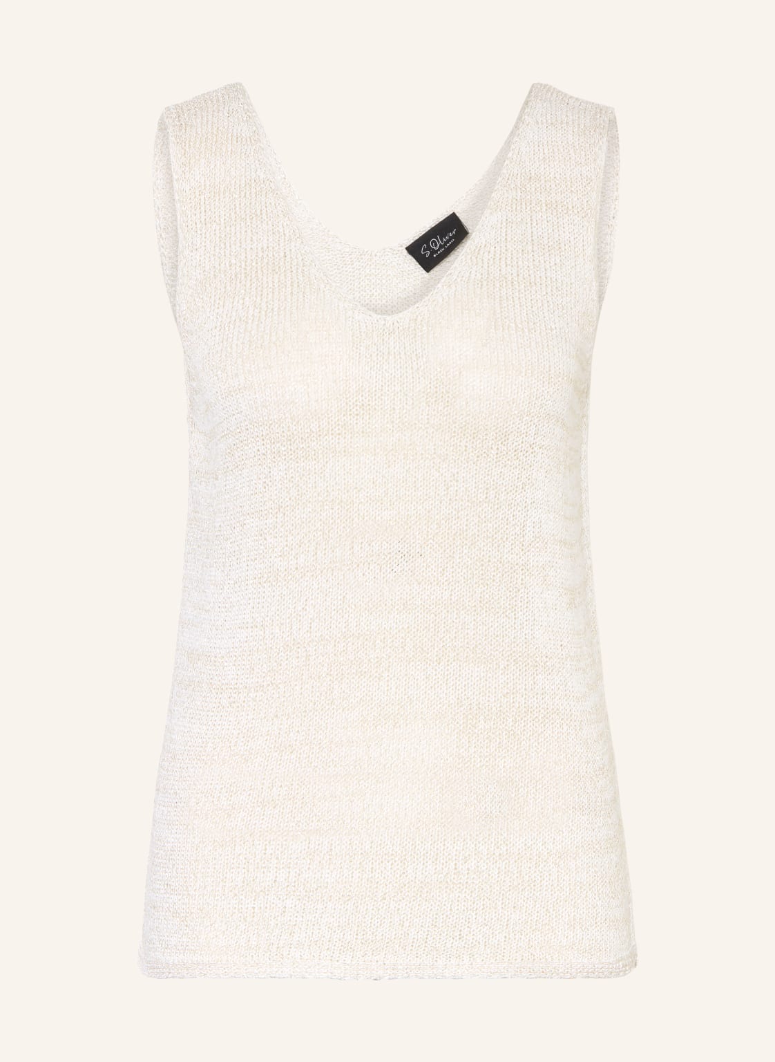 S.Oliver Black Label Dzianinowy Top Z Błyszczącą Przędzą weiss