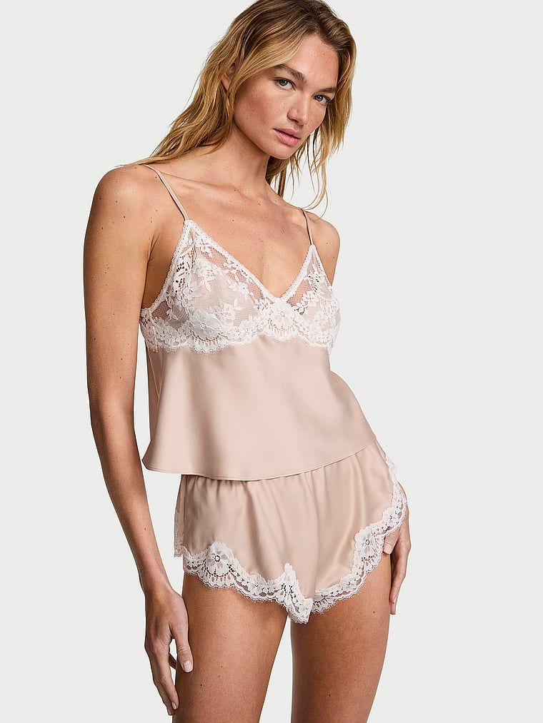 Dream Angels Zestaw satynowy do spania Lace-Trim
