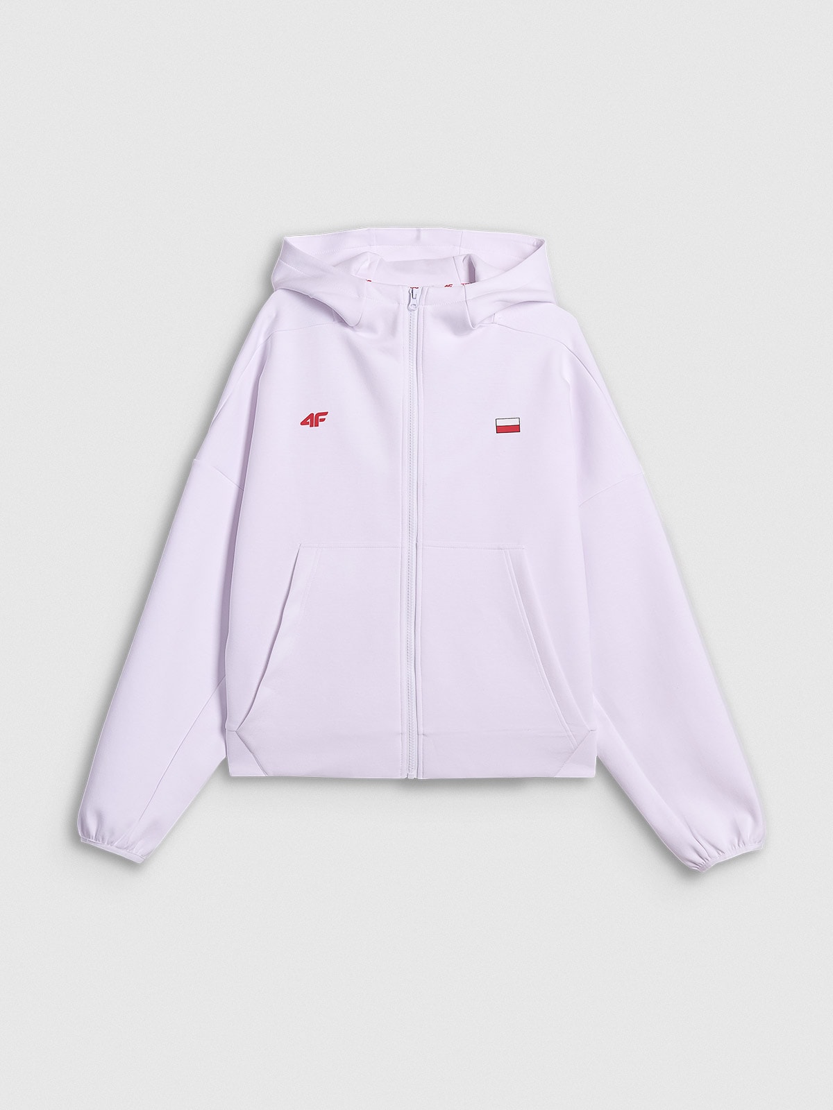 4F Bluza dresowa regular z kapturem damska - biała XS