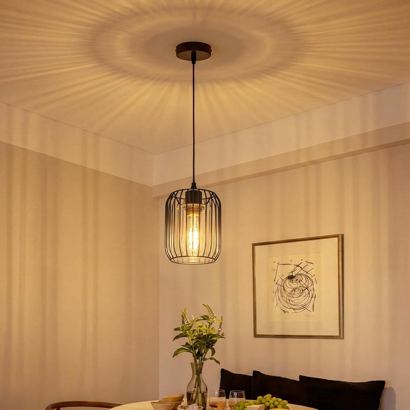 NETTLIFE Lampa wisząca Vintage Black E27, żyrandol industrialny ze szklanym kloszem, lampa wisząca do jadalni, do kuchni (żarówka nie jest dołączona)