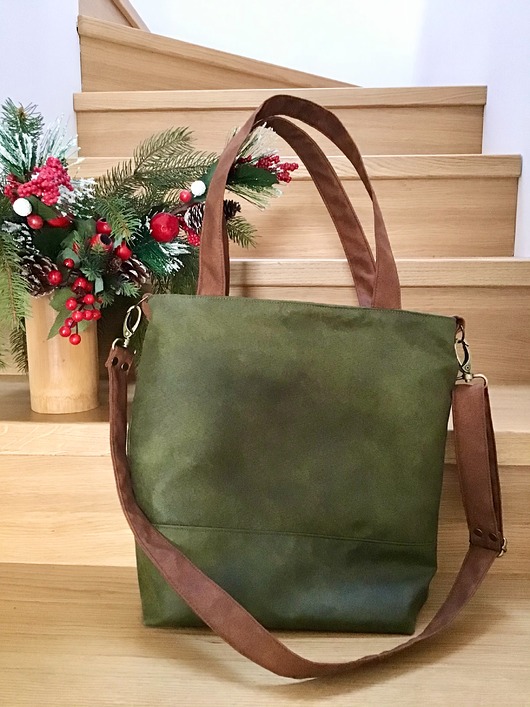 Torba hobo L - zieleń, koniak