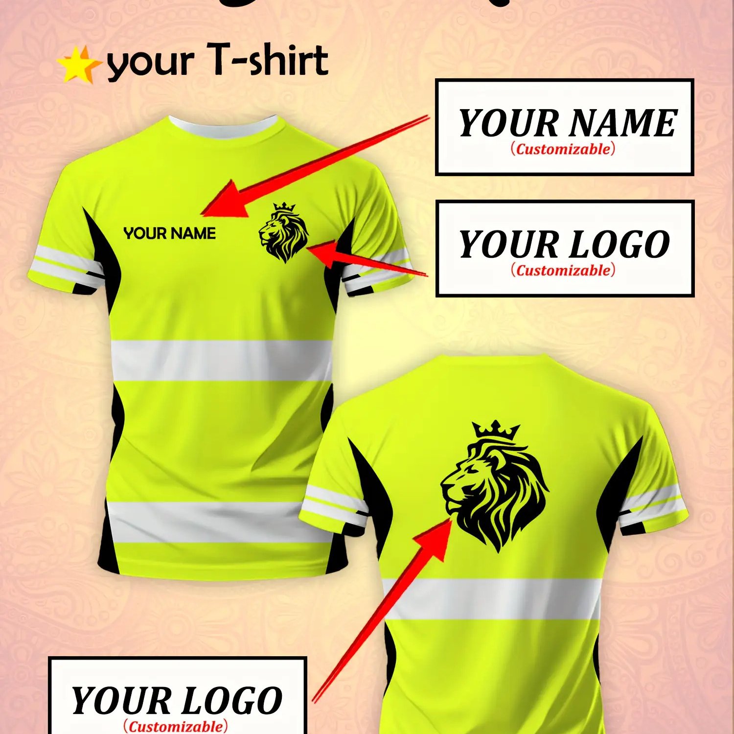 TEMU Męska Koszulka Casual z Własnym Nadrukiem - Personalizowane Imię, Kontrastowy Design Bloków Kolorów, Okrągły Dekolt, Krótki Rękaw, Letnia Odzież