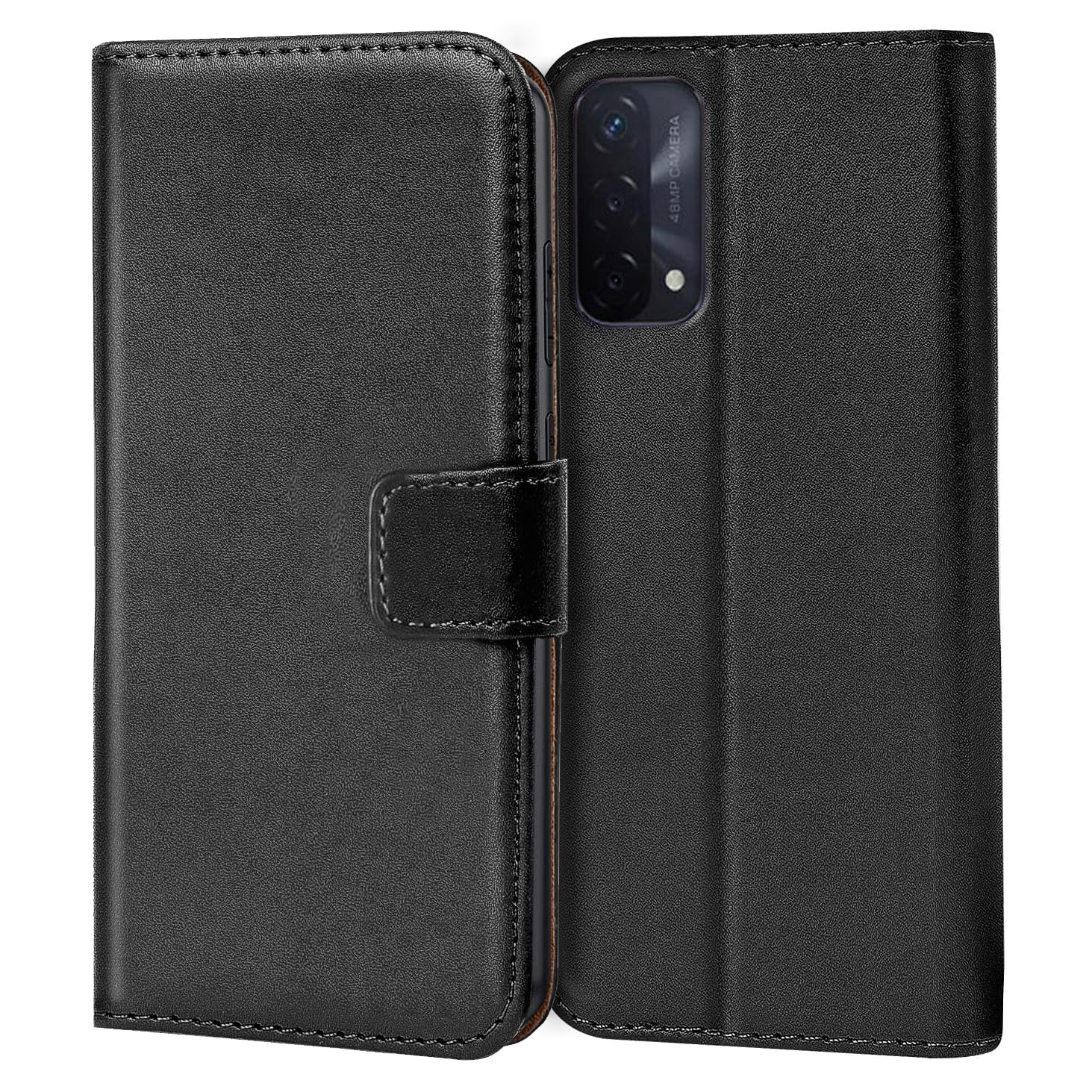 TEMU Etui na Telefon: Etui na OPPO A54 5G, na OPPO A74 5G, Portfelowe Etui z Klapką, Skóra Ekologiczna, Miejsce na Karty, Funkcja Stojaka, Czarny