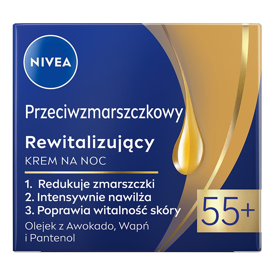 Nivea Przeciwzmarszczkowy + Rewitalizujący krem na noc 55+ 50ml