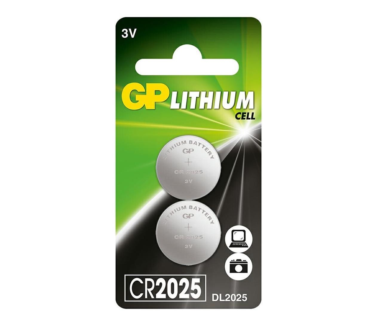 GP Litowe guzikowe; 3,0V (2 sztuki) CR2025-2CPU2