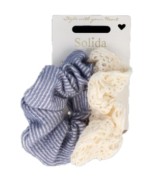 Solida Scrunchie blau, weiß 11 cm Gumka do włosów 1 szt.