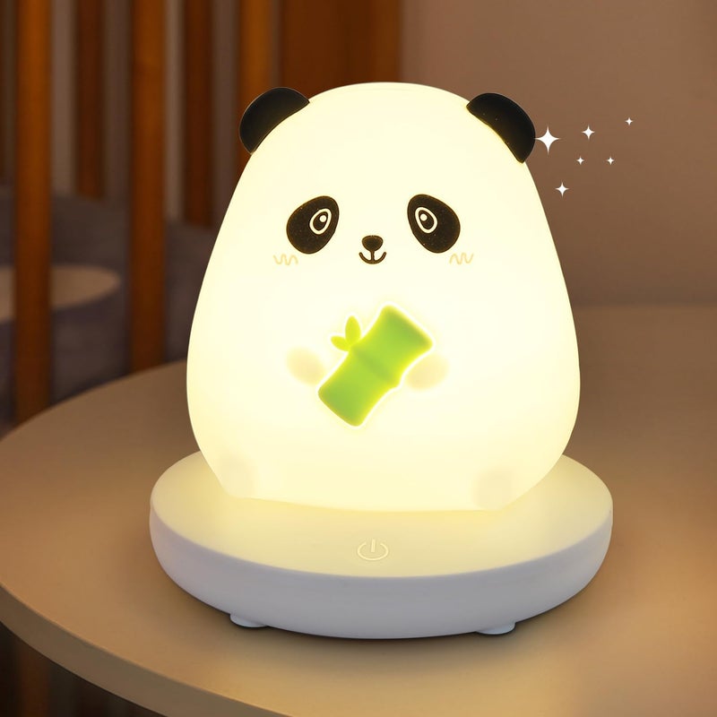 Lampka nocna Panda, urocza lampka nocna LED dla dzieci, miękka silikonowa lampka nocna z regulowaną jasnością i czujnikiem dotykowym, dekoracja