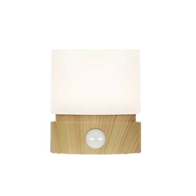 Lampka nocna z timerem, mała lampka nocna na biurko, lampka nocna LED dla dzieci, lampka nocna dla niemowląt, słoje drewna, ściemnialna, zasilana bate