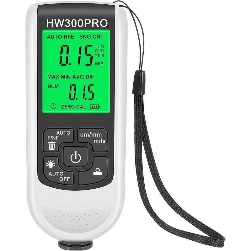 Miernik grubości lakieru, sonda cyfrowa, kalibracja zerowa, wyświetlacz cyfrowy LCD do powłok samochodowych (biały)