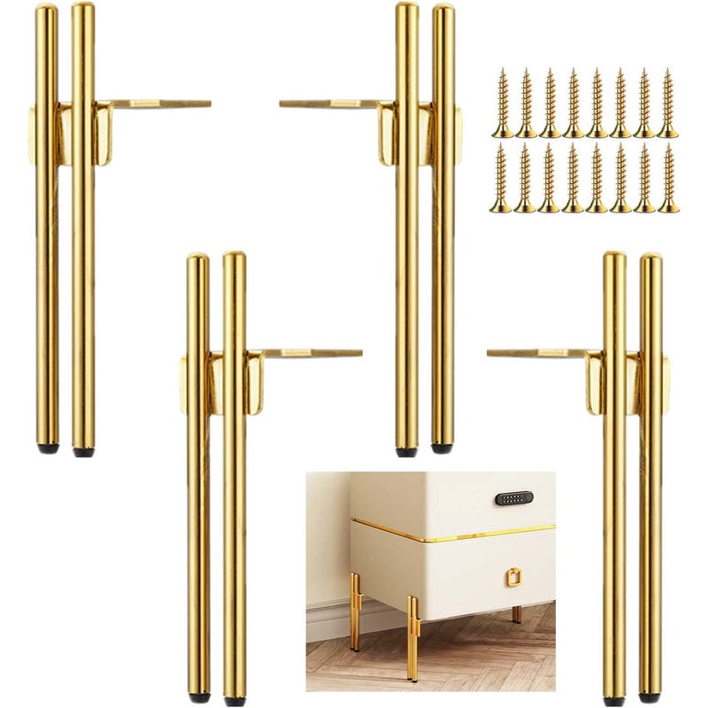 Zestaw 4 złotych metalowych nóżek meblowych, szykowne i eleganckie wymienne nóżki do sofy, 15 cm nogi do stolików kawowych, stojaków pod telewizor, sz