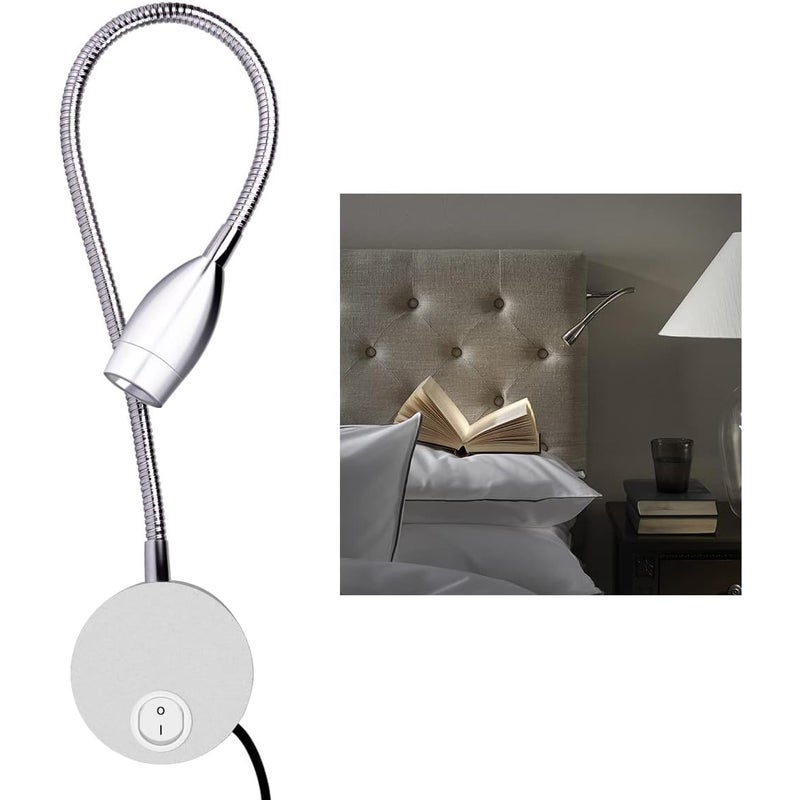 Lampa ścienna wtykowa, lampa ścienna do czytania w łóżku, minimalistyczna lampka nocna LED, lampa półkowa (3 W, ciepła biel)